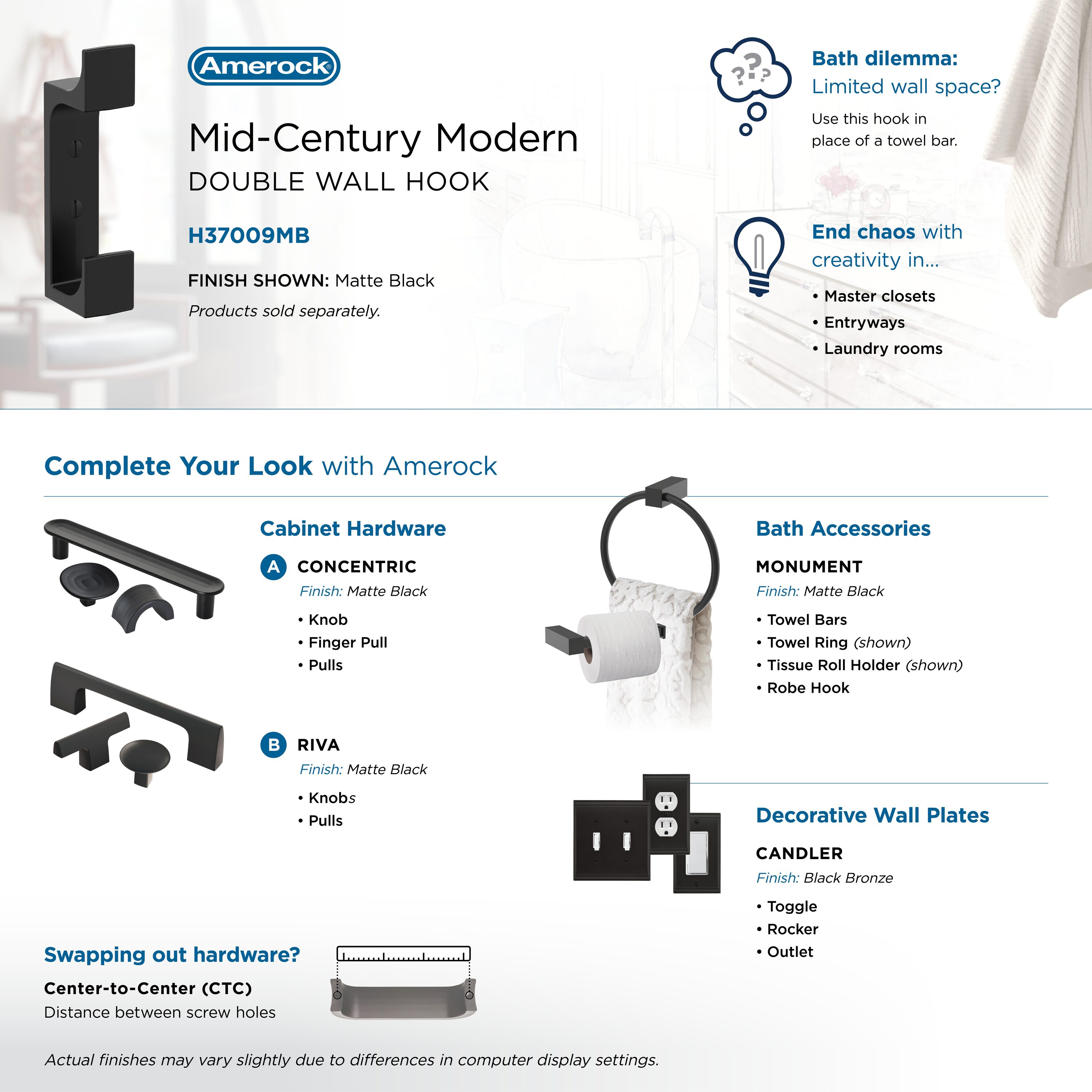 Amerock H37009MB Decorative-Wall-Hooks - View #6