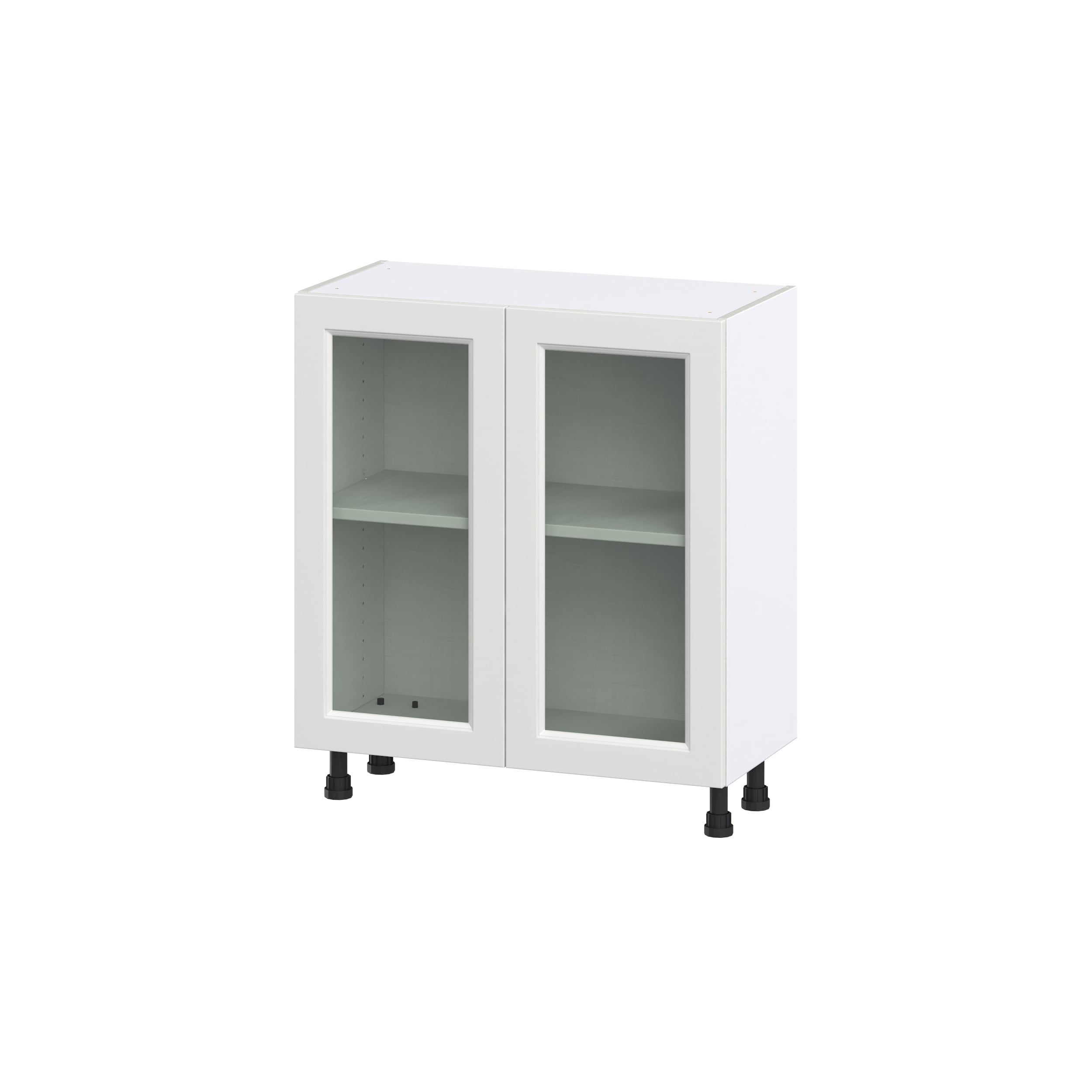 Hugo&Borg Riviera 30-in W x 34.5-in H x 16-in D Bright White Base Fully Assembled Cabinet (Glass Panel Shaker Door Style)