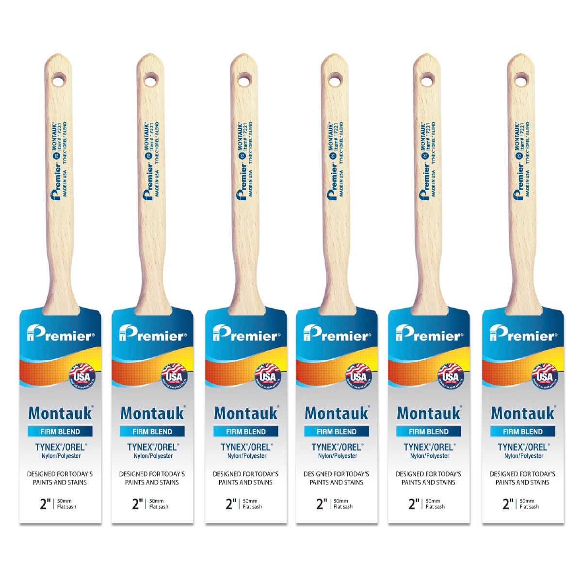 Premier Montauk 2-in Reusable Flat Wall Trim Brush 6 -Pack