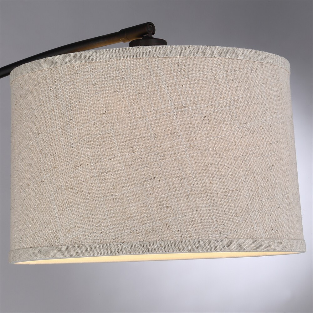 Adjustable Bronze 65" Steel Floor Lamp with White Fabric Shade