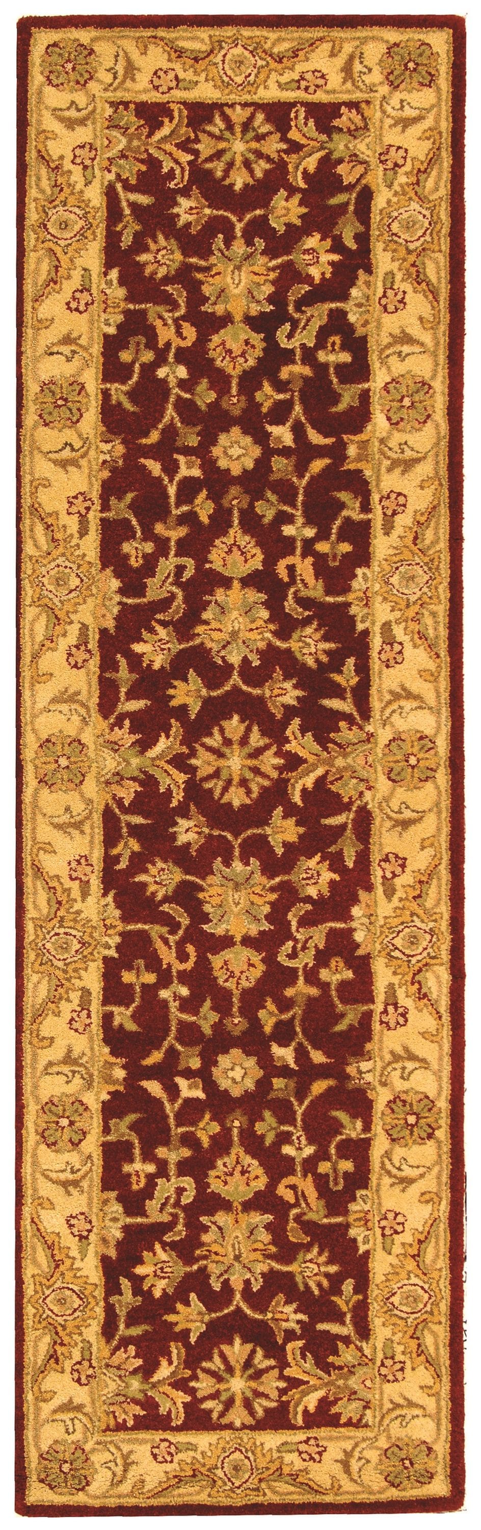 Safavieh AT312C-212 Antiquity Gorevan 2 x 12 (ft) Tufted Wool Red/Gold Rectangular Indoor Floral/Botanical Vintage Runner rug