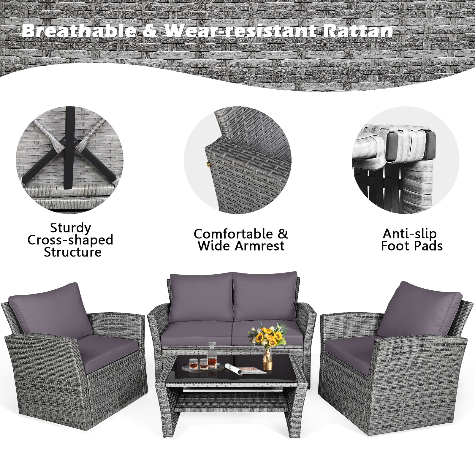 Forclover HBV-841AGR Patio-Conversation-Sets - View #7