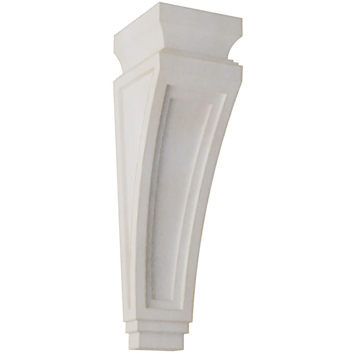 Ekena Millwork CORWD03X04X14ARWH 3.875-in x 4.5-in x 14-in Vintage Decor Finished Rubberwood White Wood Paintable/Stainable Corbel