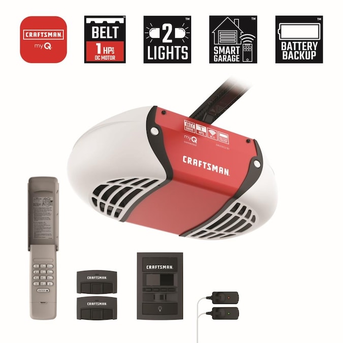Craftsman 1 Hp My Q Smart Belt Drive Garage Door Opener With Myq And Wi Fi Compatibility And Battery Back Up In The Garage Door Openers Department At Lowes Com