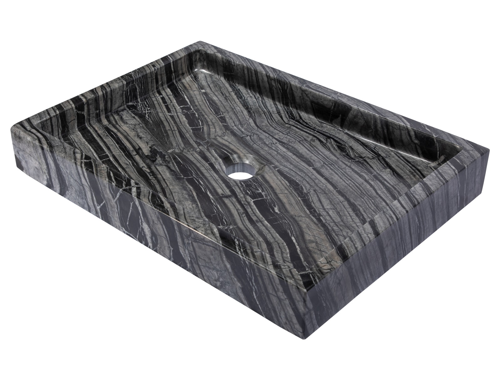 Charcoal Gray Stone Rectangular Vessel Bathroom Sink