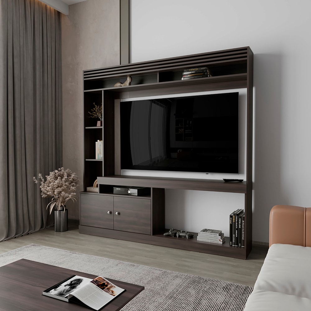 LOVMOR SF-X-B092S00272 Flagler Entertainment Center Dark Walnut