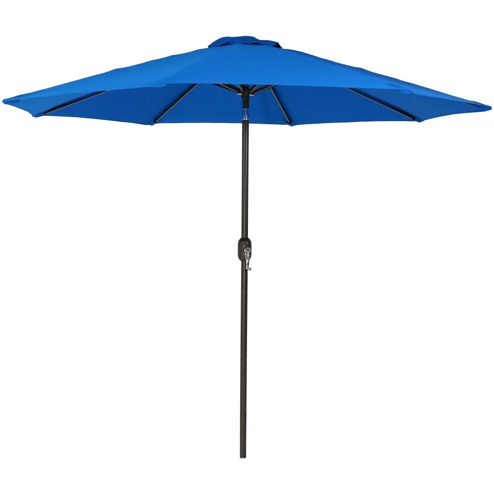 Sunnydaze Decor JLP-339 9-ft Aluminum Blue Crank Market Patio Umbrella