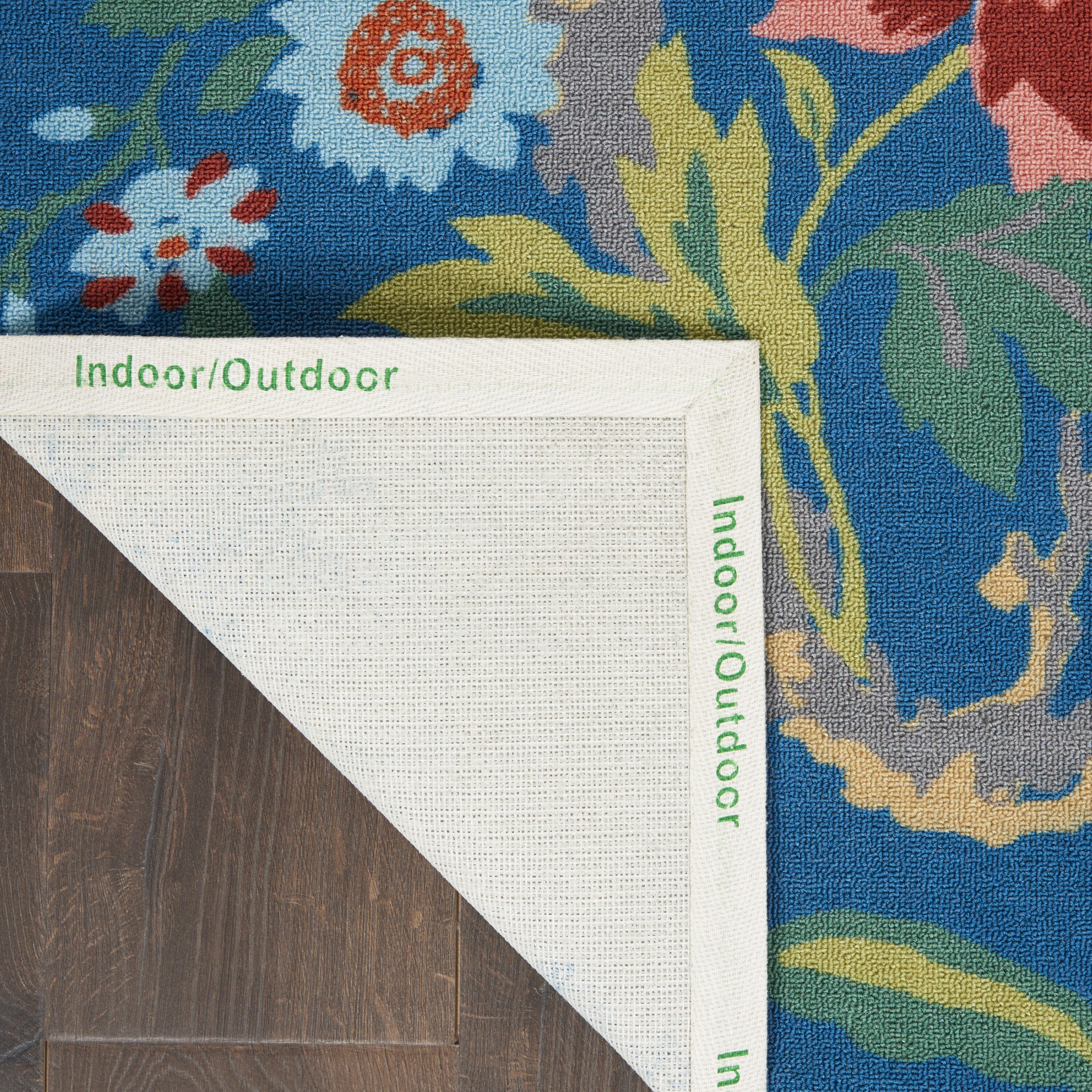 Blue Multicolor Floral Synthetic 4' x 6' Reversible Area Rug