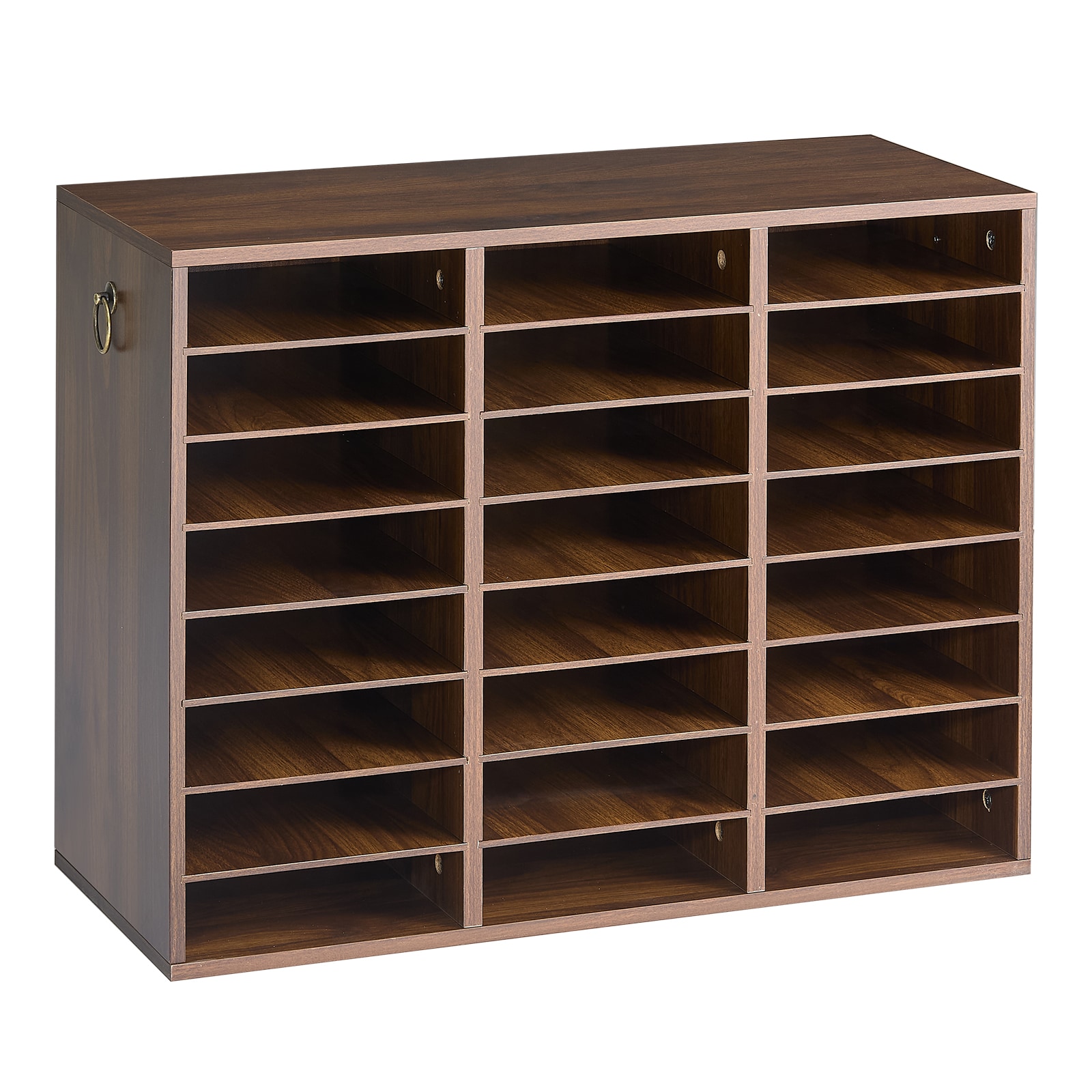 VEVOR Wood Literature Organizer 24 Compartments Office Mailboxes Brown Countertop Literature Sorter for Files Documents Papers with Adjustable Shelves for Office Home Classroom Organization