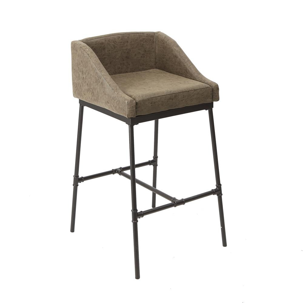 Cheyenne Products CPFB1656-29 Distressed Brown with Textured Metal Legs Bar height Upholstered Metal Bar Stool with Arms & Back