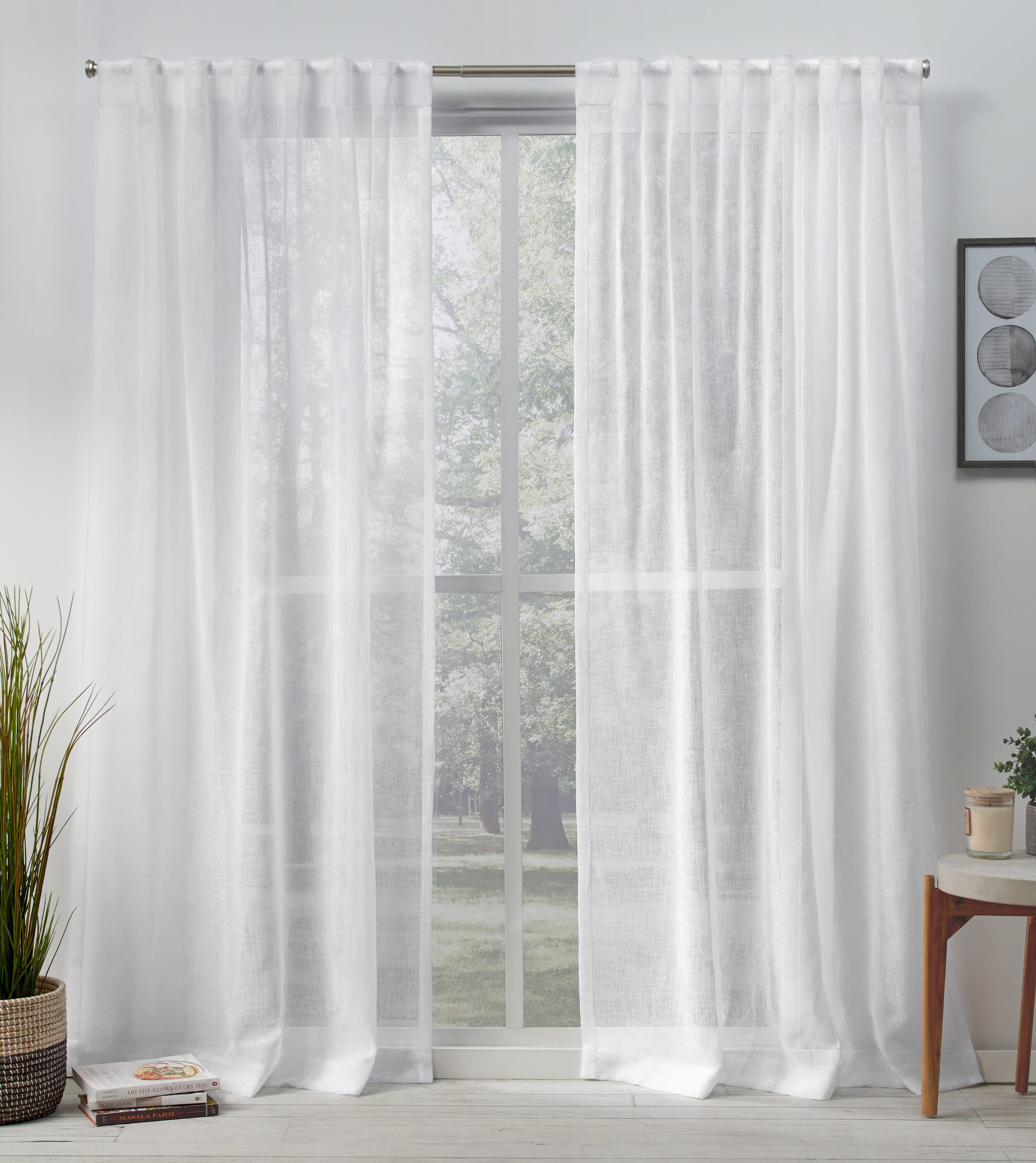 Exclusive Home 84-in Winter White Sheer Rod Pocket Curtain Panel Pair ...