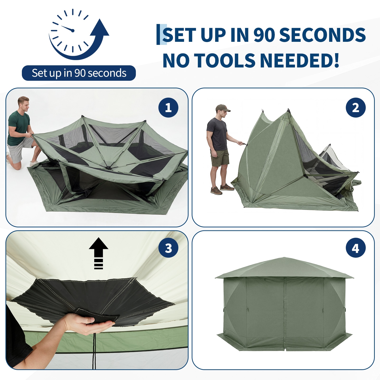 GarveeLife 13x13FT Pop Up Gazebo Screen Tent 6-Sided Canopy with