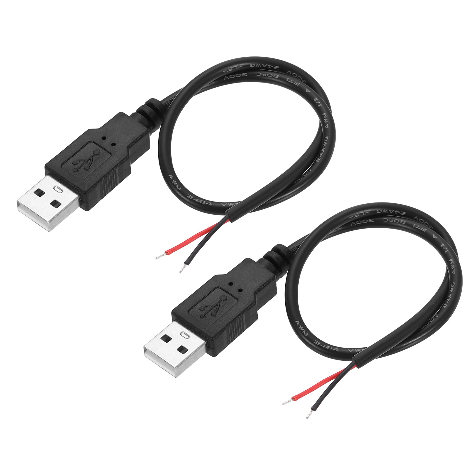 PATIKIL Micro USB Male to 2Pin Bare Wire 24AWG 30cm/12 Inch Long 2pcs 5V 3A Micro USB to Bare Wire Open End Pigtail Power Cable for Car DIY Repair Equipment Installed Replace