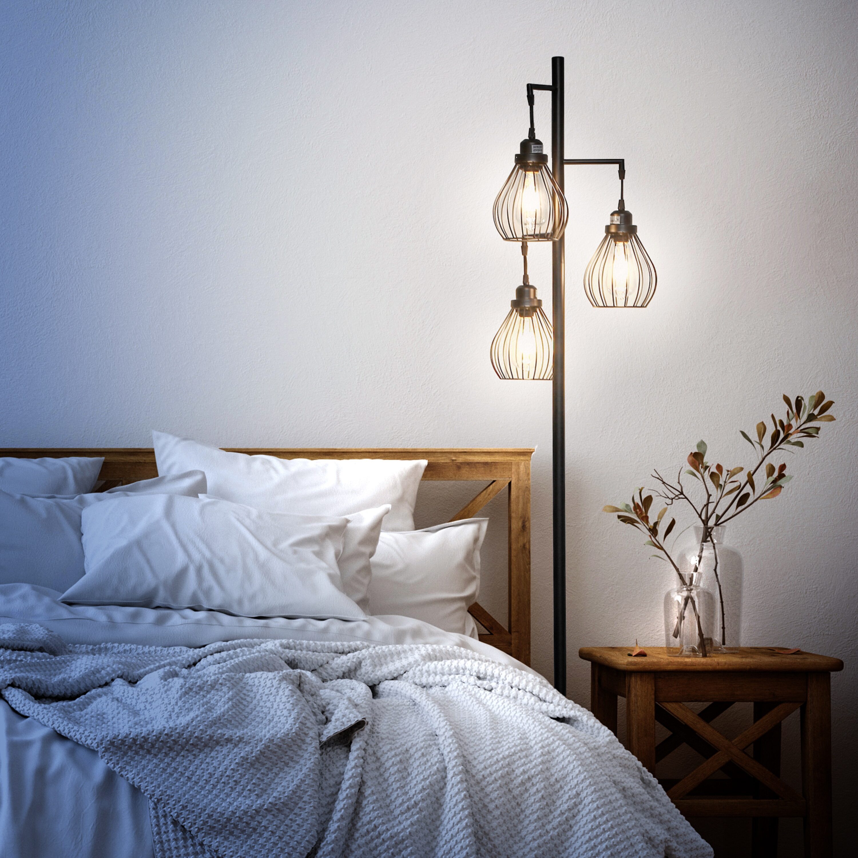 Edison Inspired Multi-Head 68" Black LED Floor Lamp