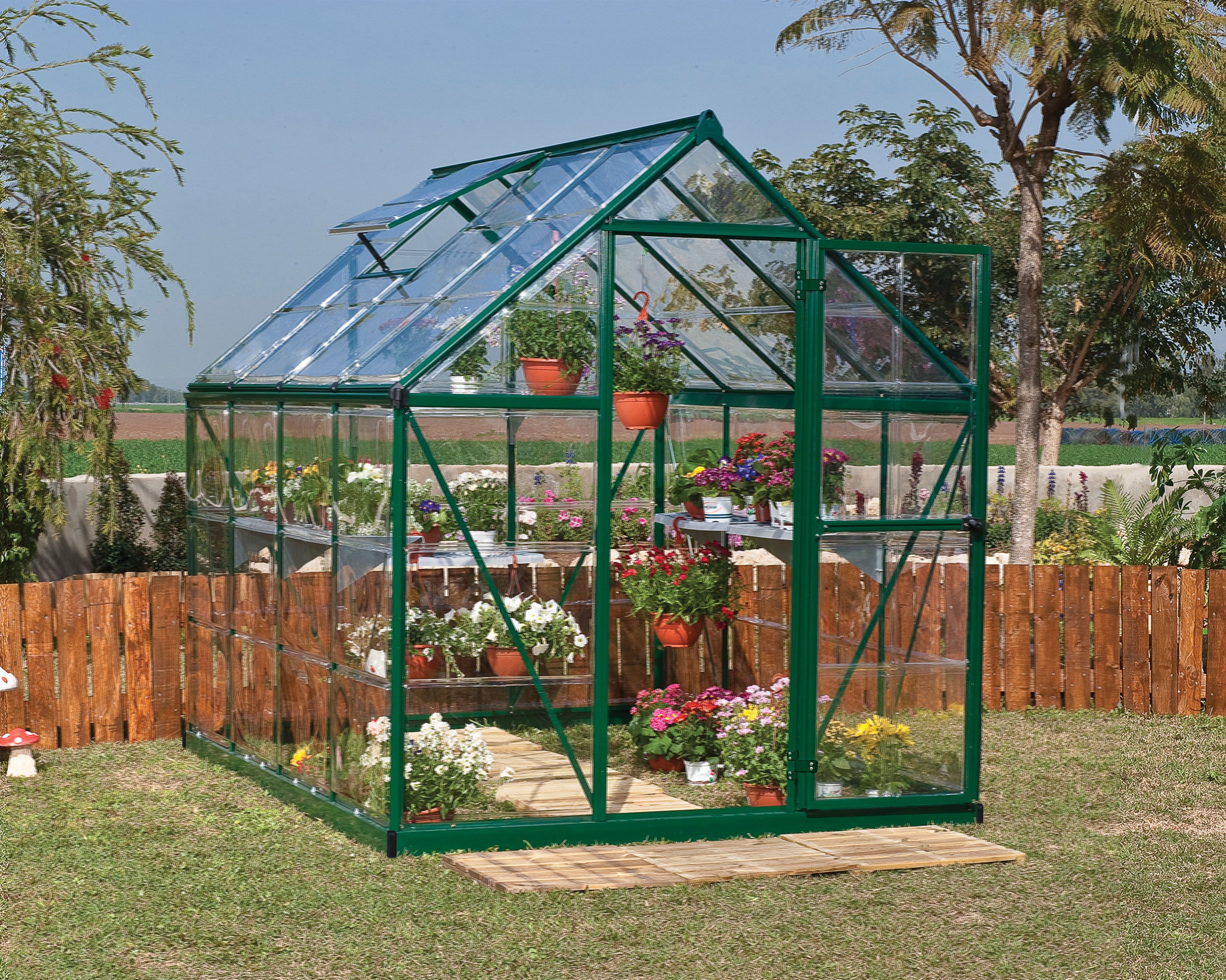 Harmony 8.13-ft L x 6.06-ft W x 6.85-ft H Green Greenhouse | - Canopia by Palram 701550