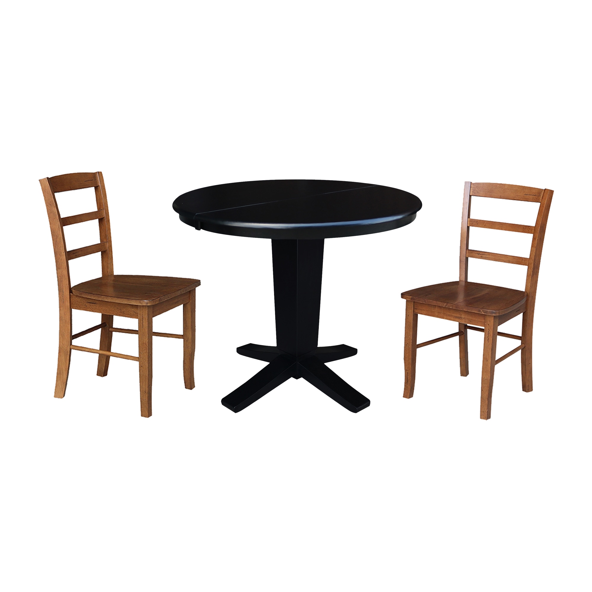 International Concepts K46-36RXT-23-C42-2-2 Black/Distressed Oak Traditional Dining Room Set with Round Table ( Seats 4 )