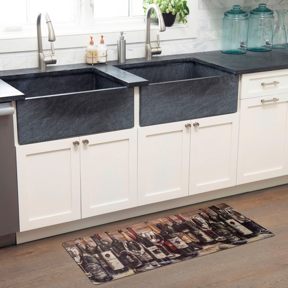 Brown and Red Wine Collection Anti-Fatigue Kitchen Mat
