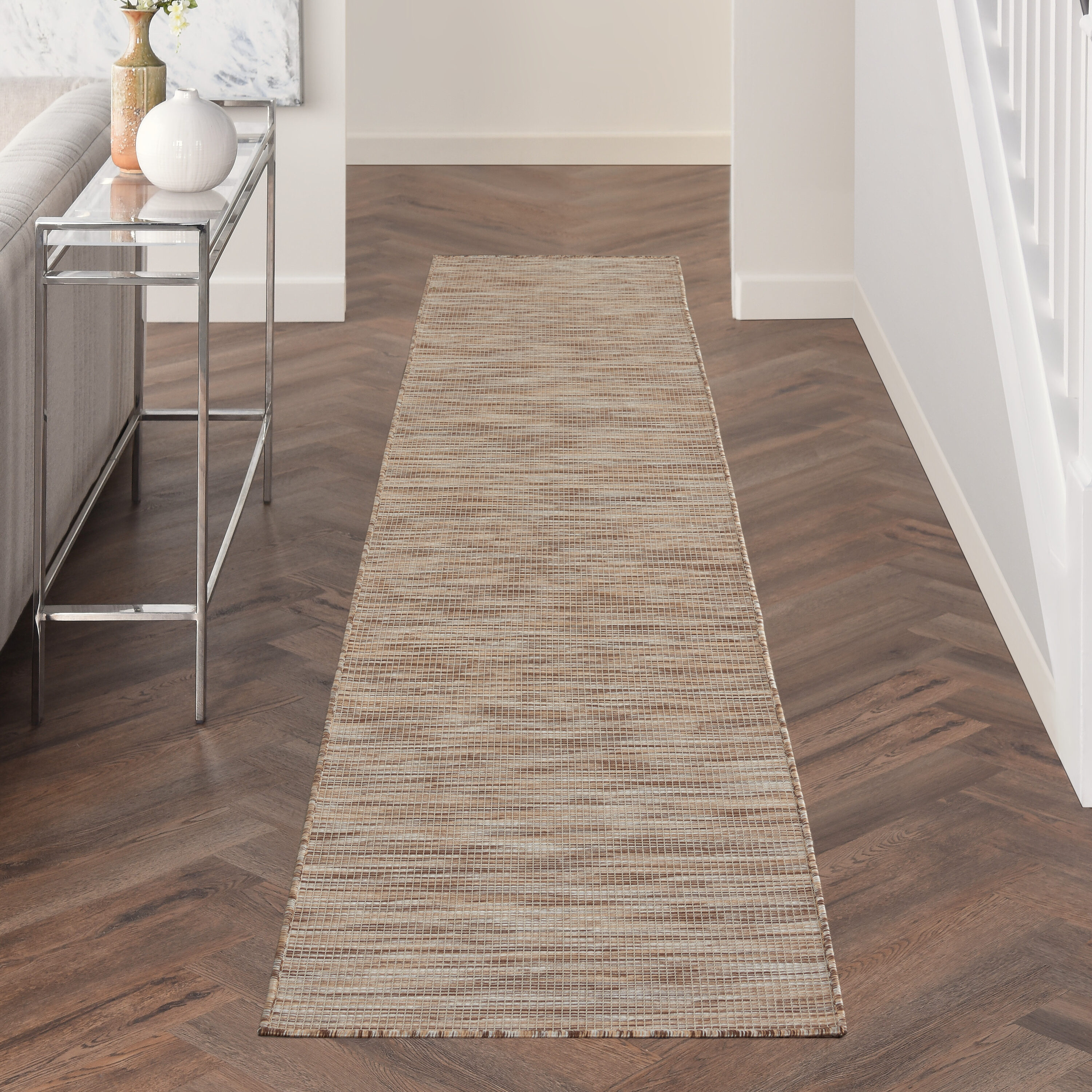 Nourison 99446791405 Positano 2 x 12 (ft) Loomed Polypropylene Beige Rectangular Indoor/Outdoor Solid Runner rug