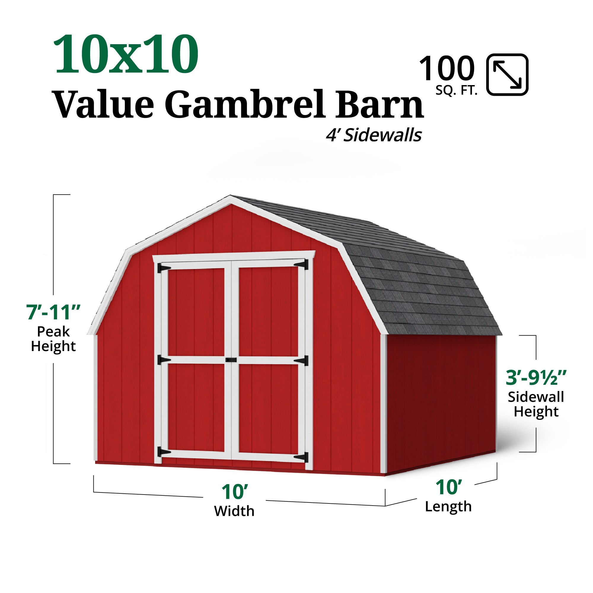 Little Cottage Co 10X10 VGB-4-PC-FK Wood-Storage-Buildings - View #3