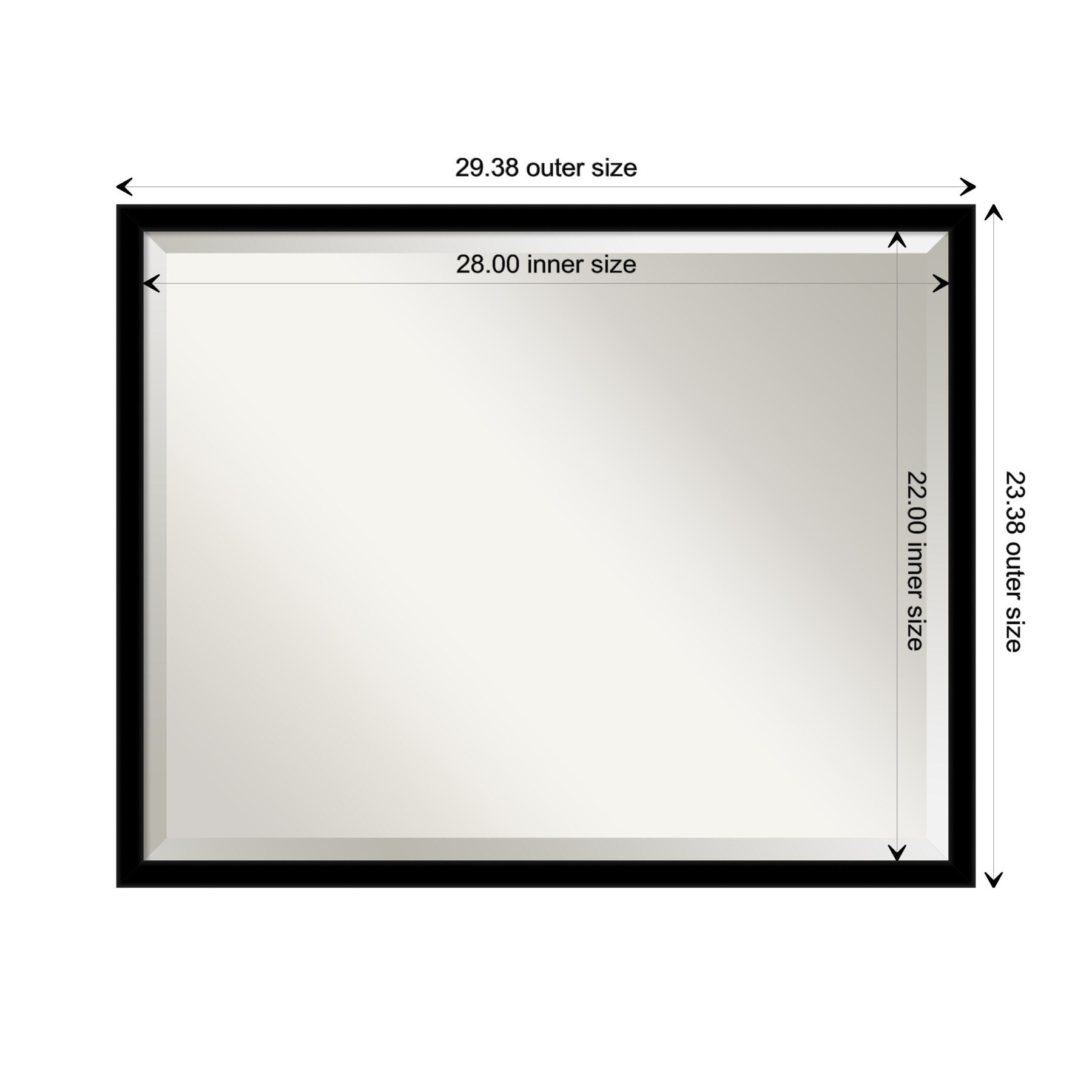 Jet Black Rectangular Wall Mirror with Polystyrene Frame