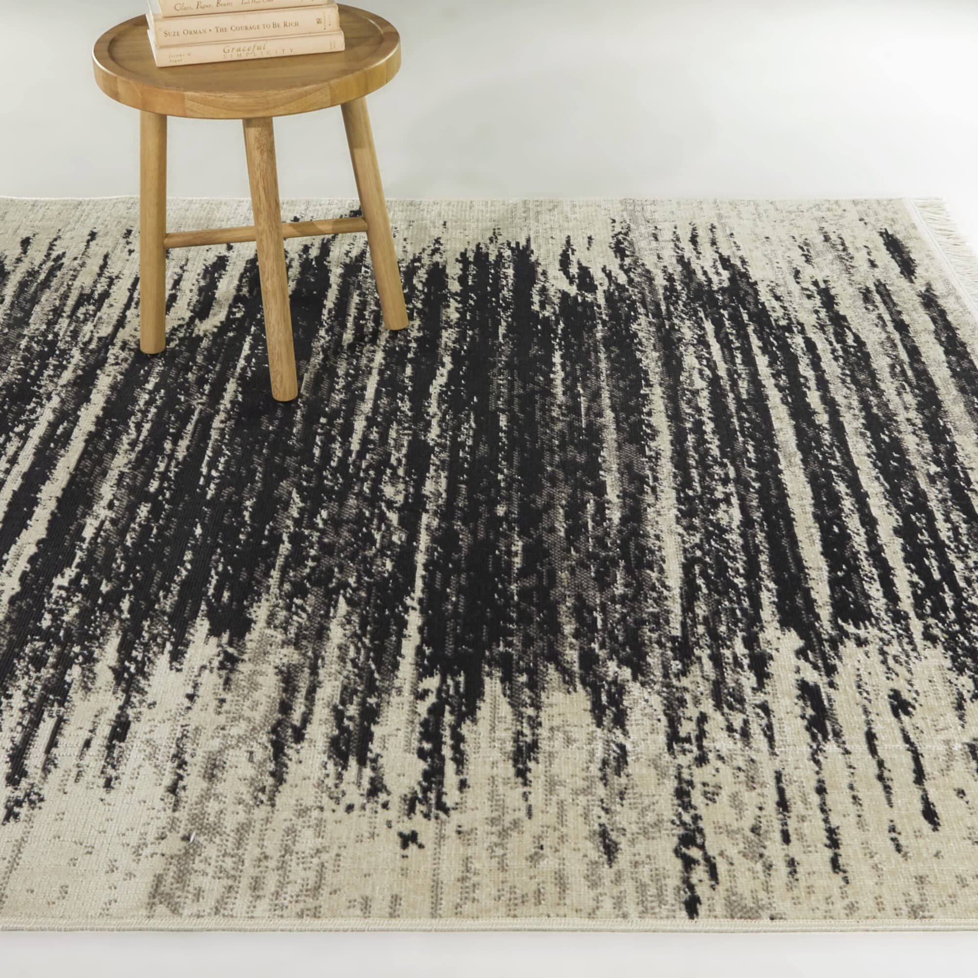 Balta 3111104 5 x 6 (ft) Polyester/Polypropylene Charcoal Rectangular Indoor Abstract Mid-Century Modern Area rug