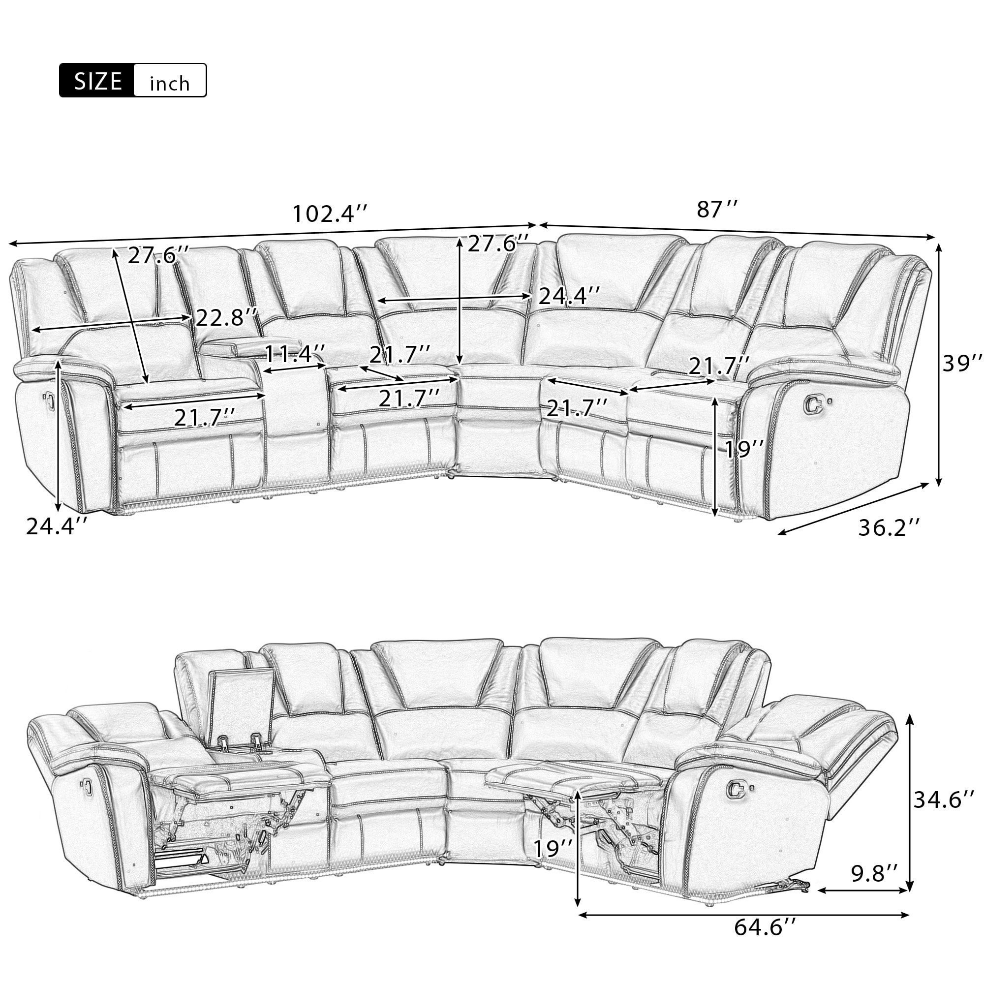 SINOFURN SYA020154BL Sofas-Loveseats - View #6