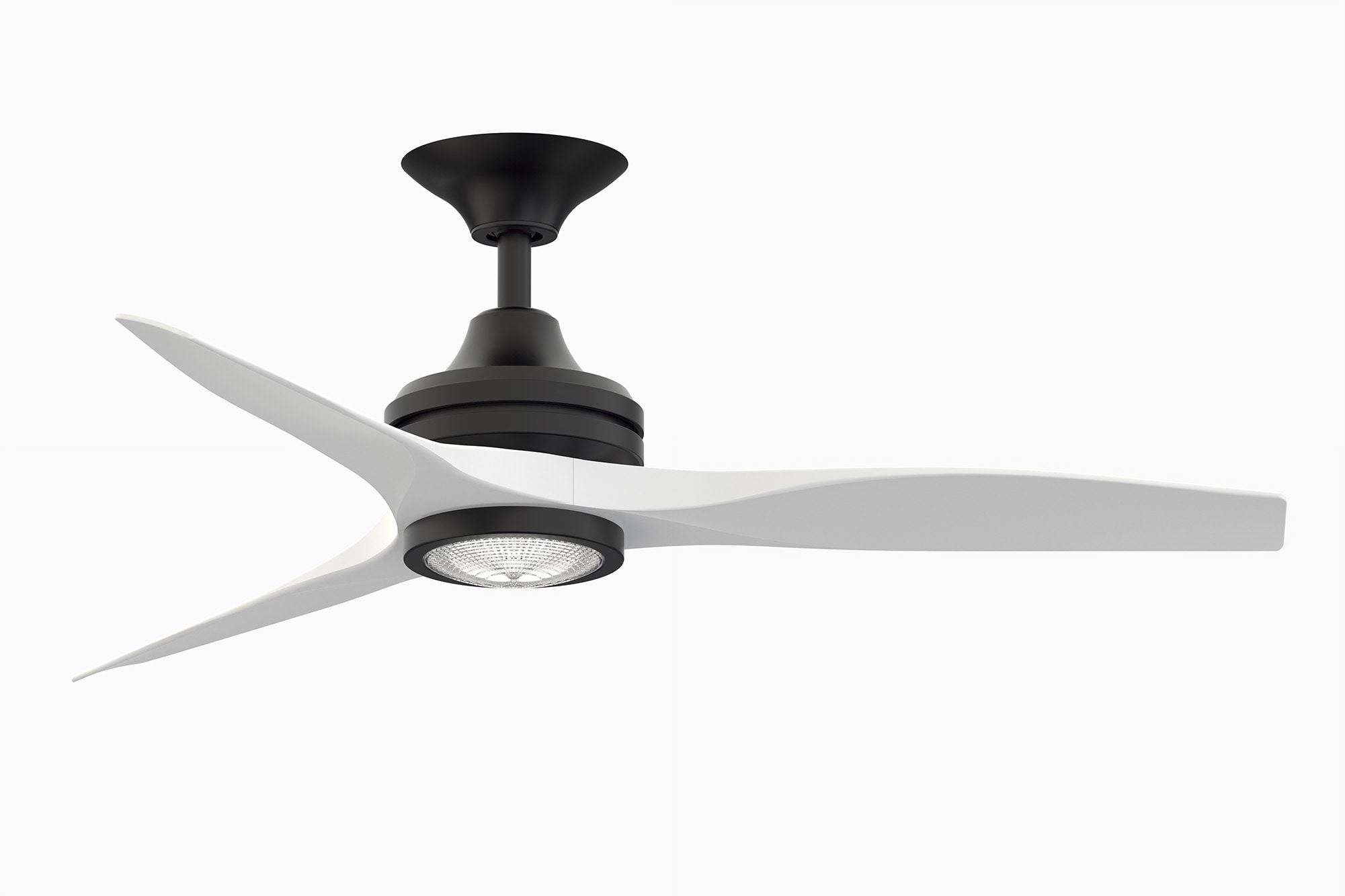 Fanimation FP6721BBL-48MW-LK Spitfire 48-Inches Black with Matte White Blades Integrated LED Fixture Indoor/Outdoor Downrod mount Propeller Ceiling Fan With Light and Remote ( 3 -Blade)