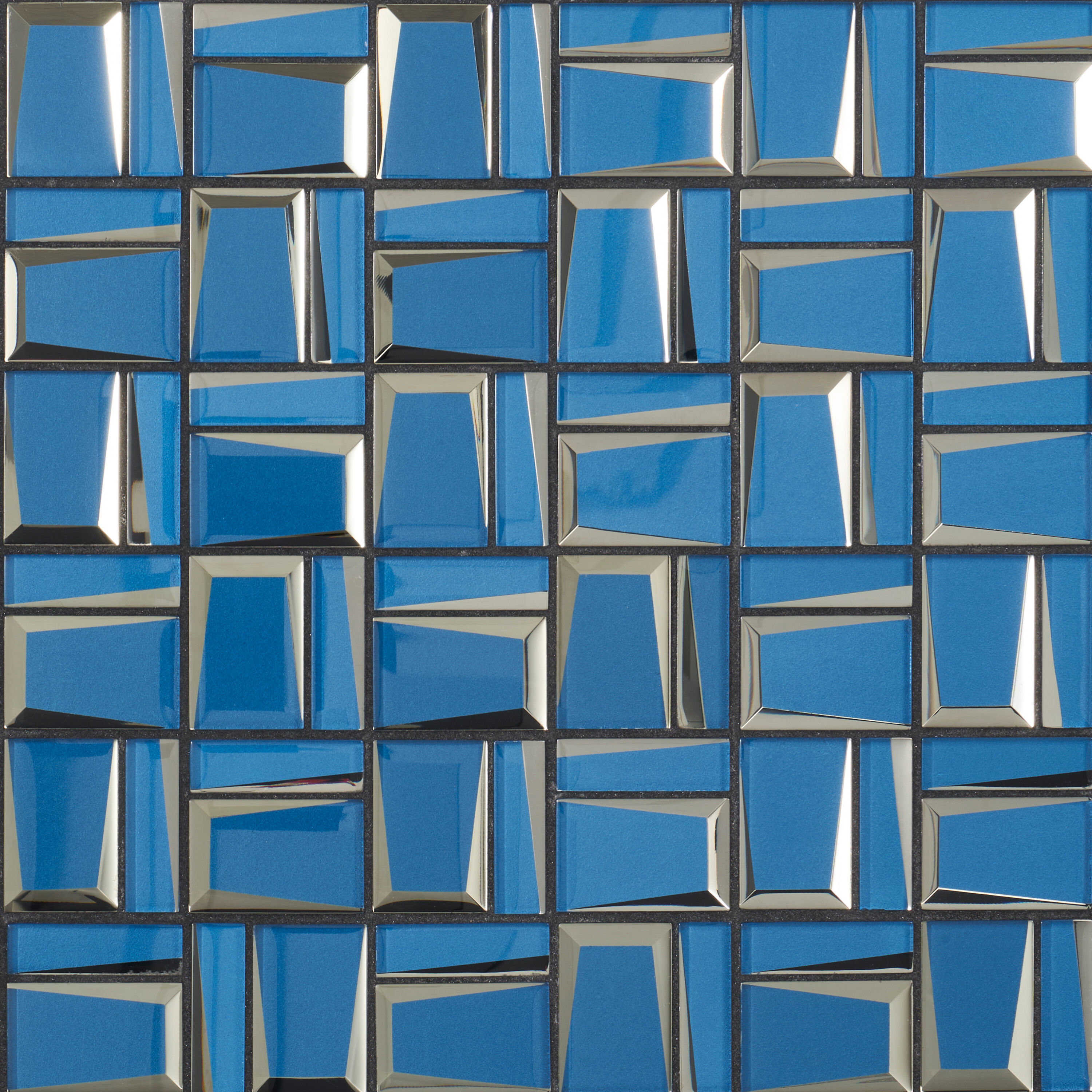 Artmore Tile EXT3RD108678 Kaur Blue 12-in x 12-in Polished Glass Patterned Versailles Mosaic Wall Tile (0.96-sq. ft/ Piece)