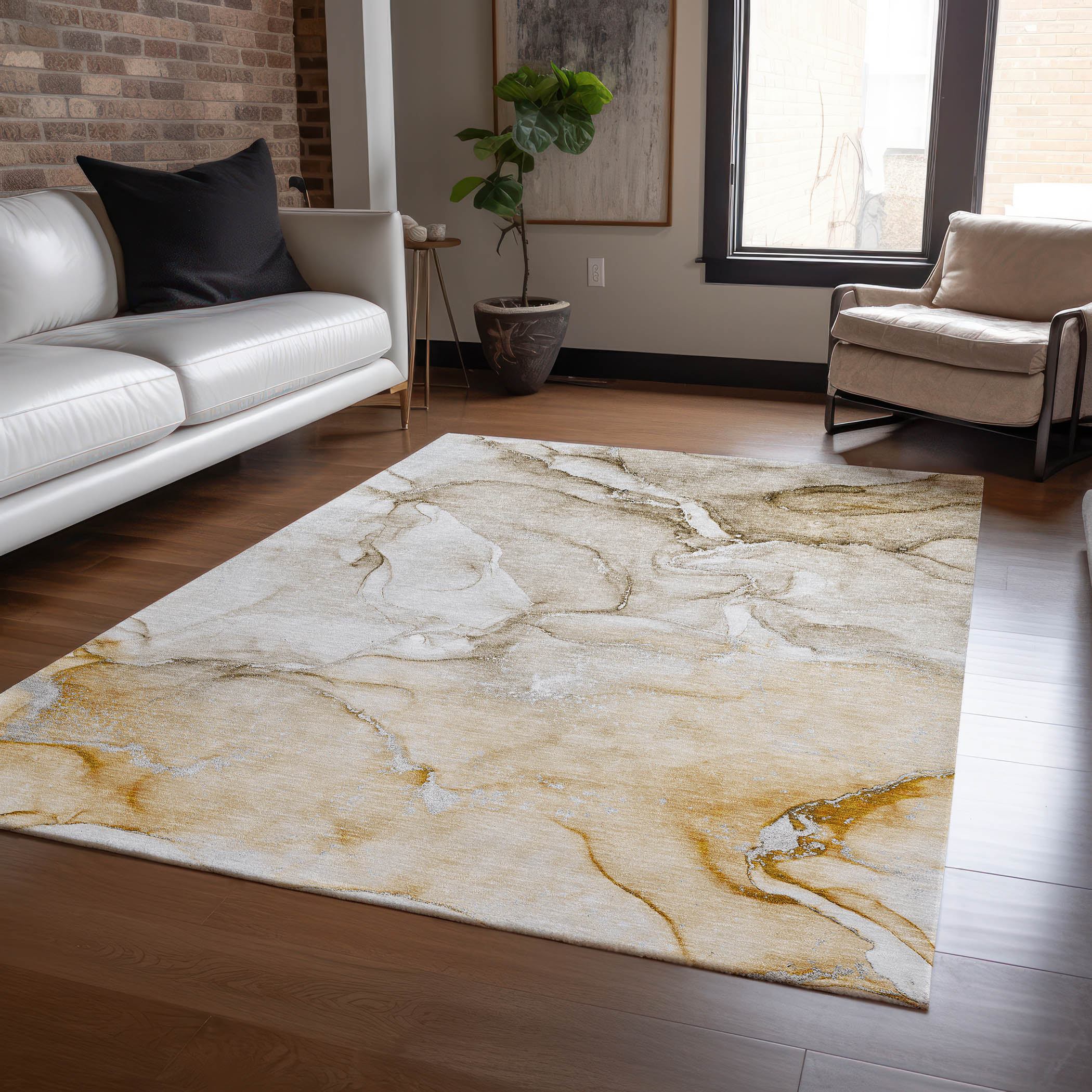 Addison Rugs ACN516BR5X8 Chantille ACN516BR 5 x 7 (ft) Polyester Brown Rectangular Indoor/Outdoor Geometric Machine washable Area rug