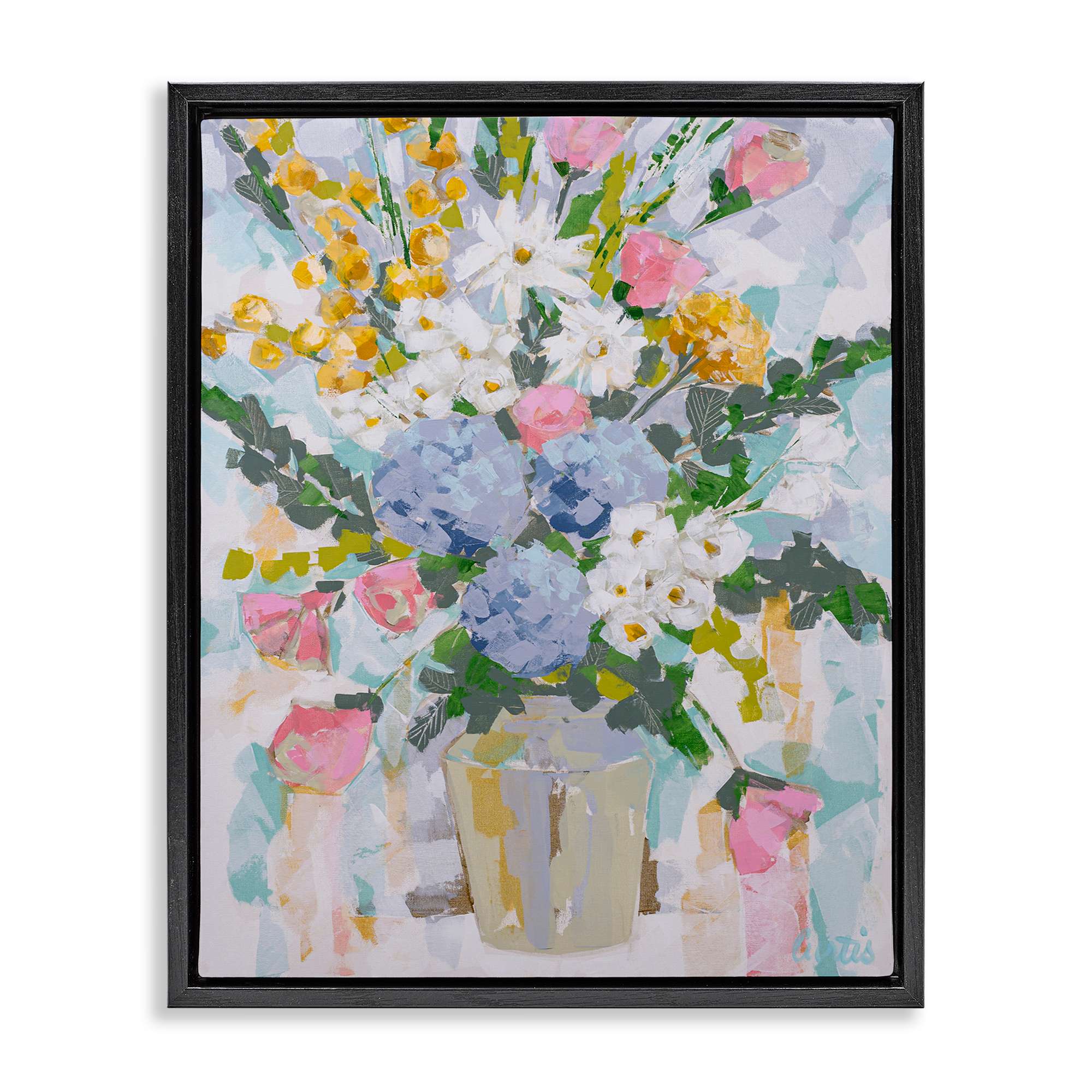 Stupell Industries BS-790-FFB-24X30 Pastel Abstract Bouquet Floating Frame design by Joan Curtis