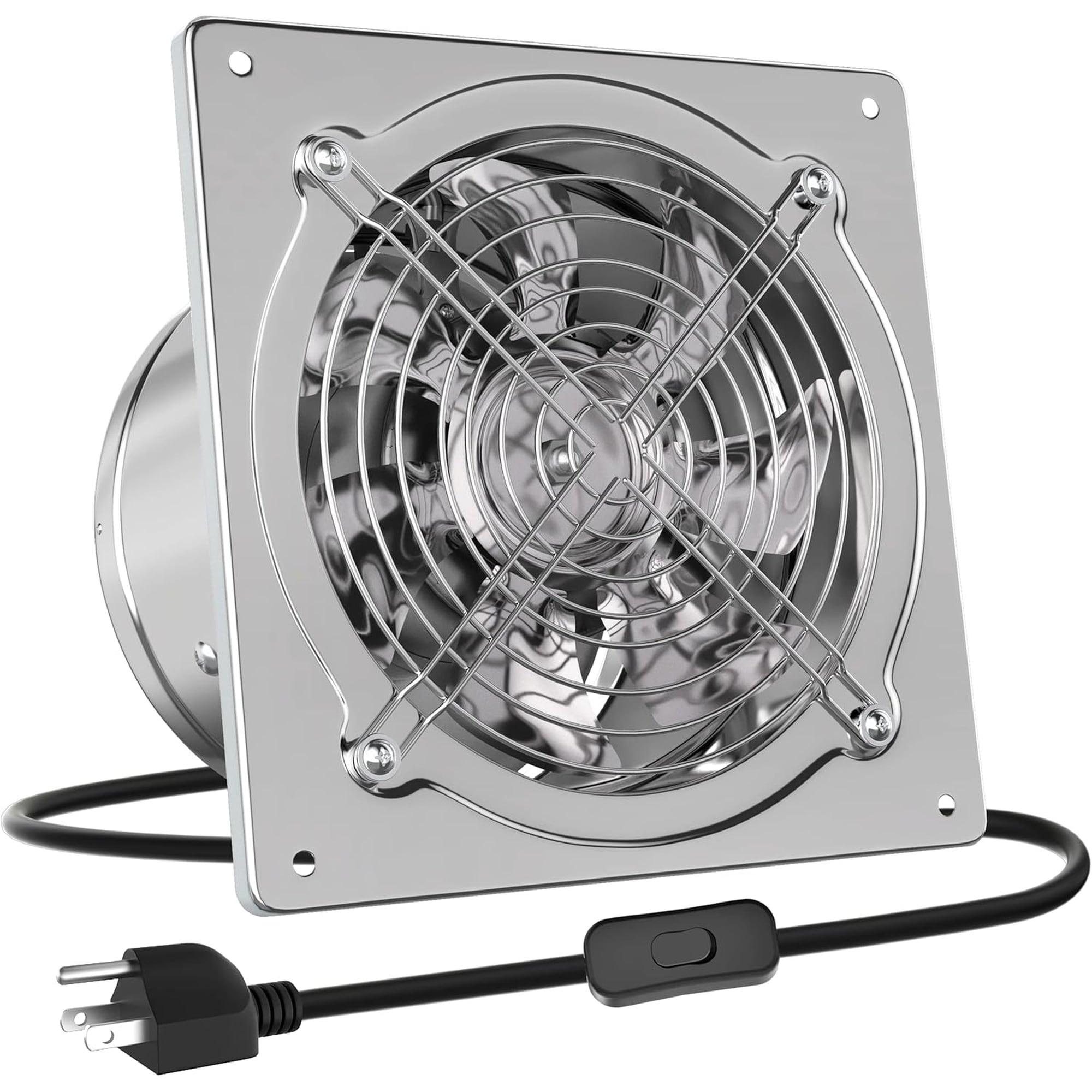 Numhew Silver Exhaust Fan Metal 6-in with Built-In Switch and 8-ft ...
