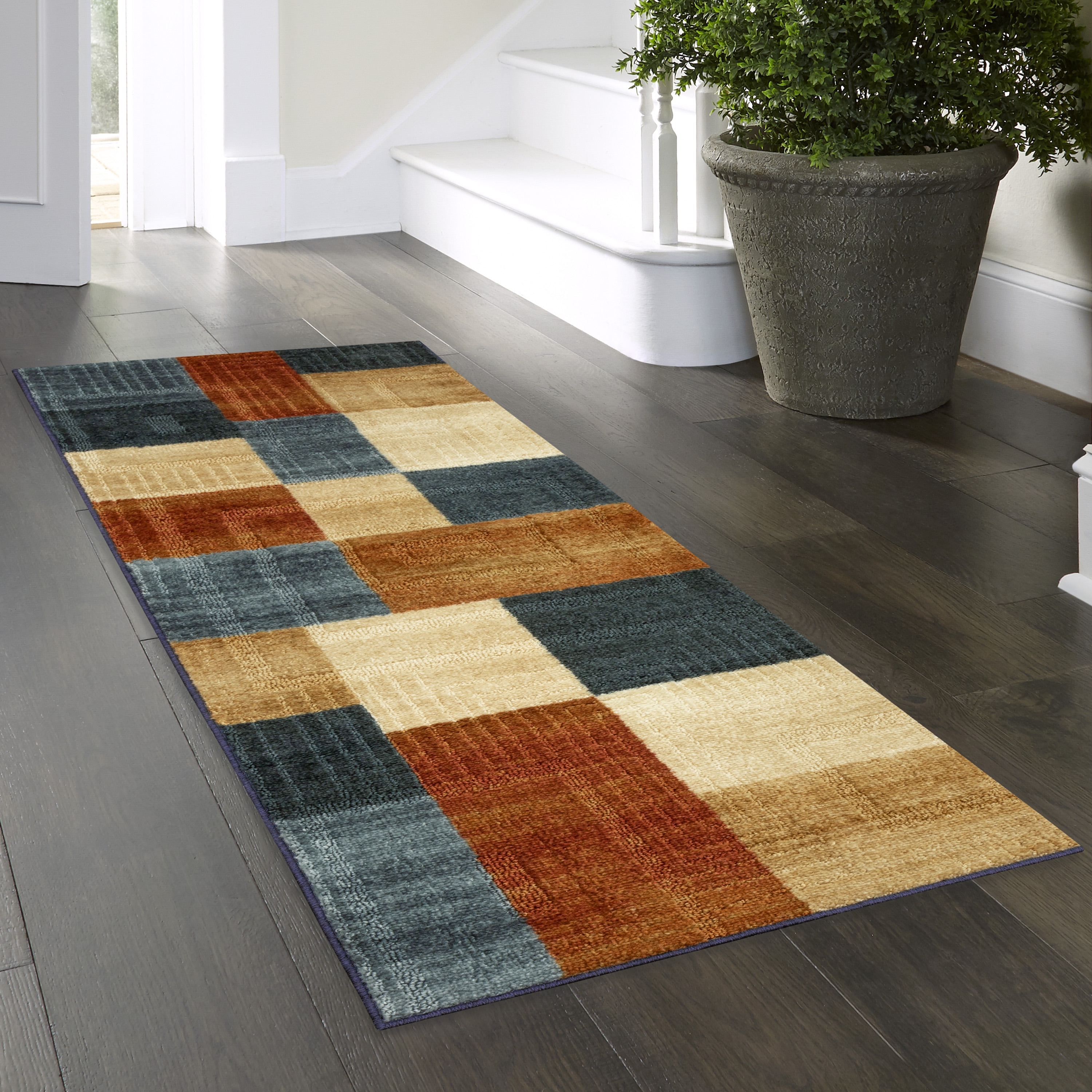 2 X 6 Indoor Geometric Mid-century Modern Machine Washable Runner Rug Polyester | - allen + roth with STAINMASTER B5174714