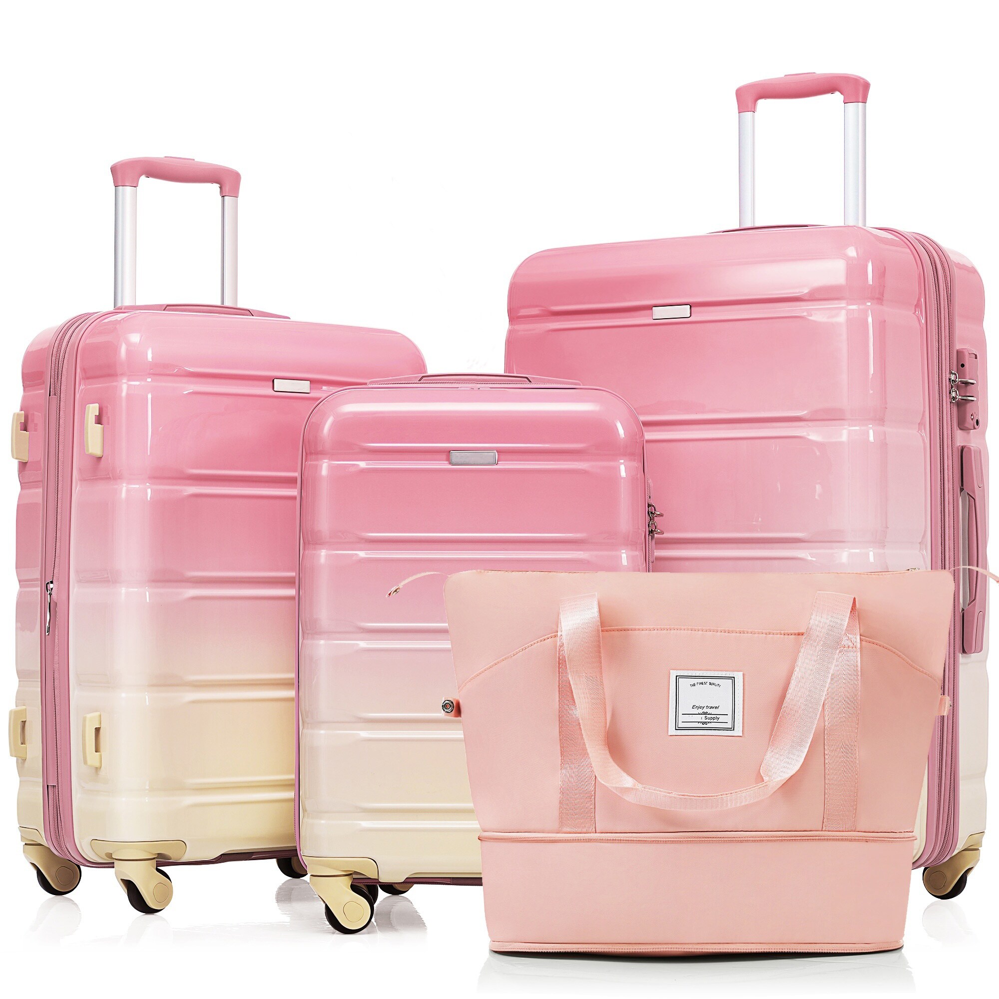 SINOFURN SYD9600011PL 18.1x11.6x28.4 Pink Plastic Hardshell Suitcase set 4 -Bag