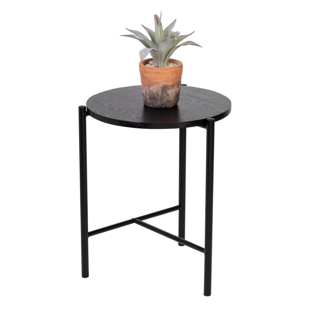 Honey-Can-Do TBL-09250 15.74-in W x 18-in H Black Composite Round Casual End Table Assembly Required