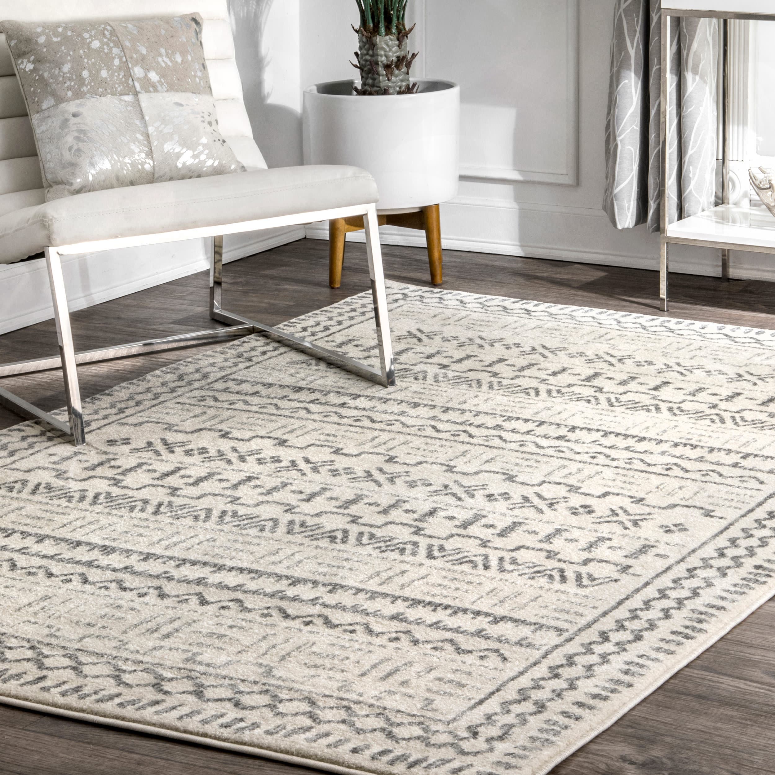 nuLOOM RZBD97A-5075 Bodrum 5 x 7 (ft) Loomed Polypropylene Beige Rectangular Indoor Distressed/Overdyed Southwestern Area rug
