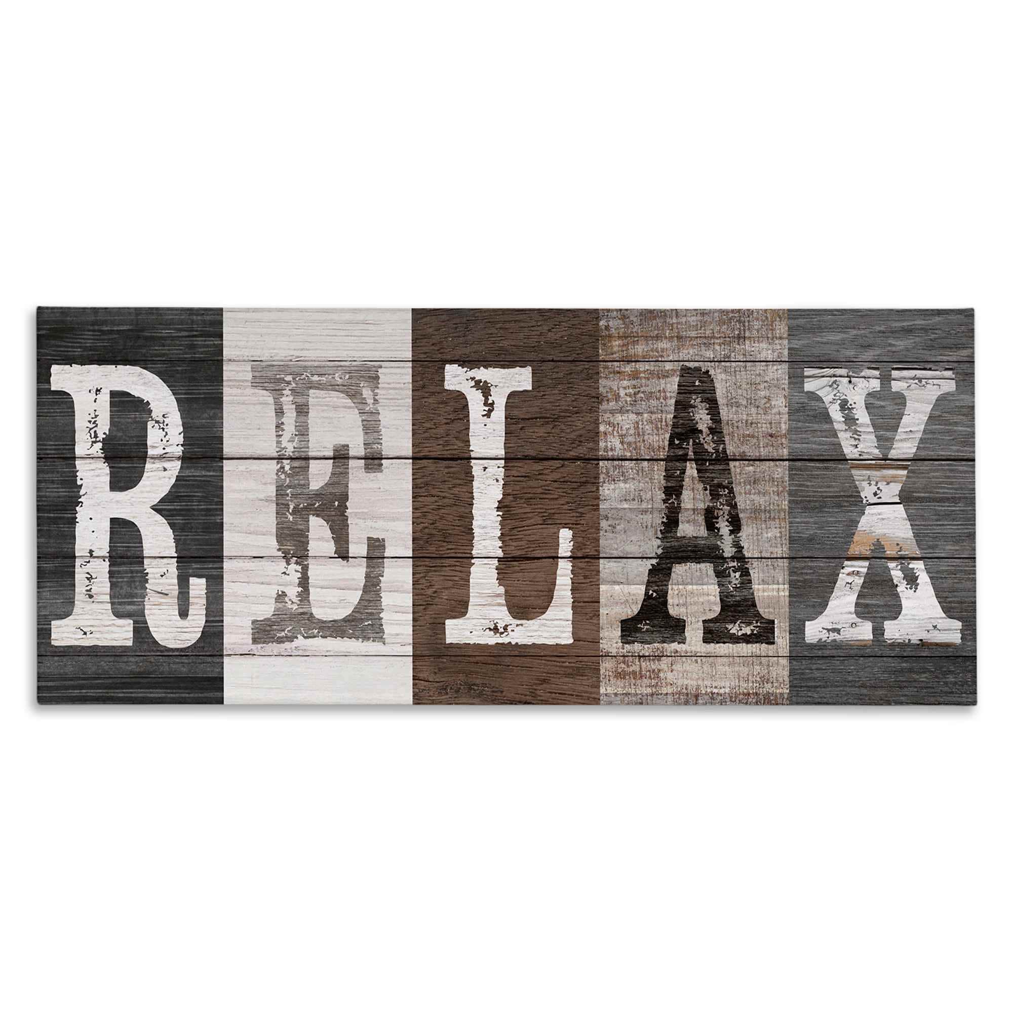Stupell Industries BT-952-CN-10X24 Rustic Bathroom Relax Letters Canvas Wall Art By Susan Arnot 24 x 10