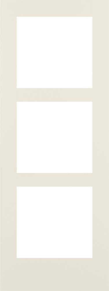 RELIABILT LO1370274 Shaker 30-in x 80-in Moonglow 3-panel square Frosted glass Smooth Solid core Prefinished Pine Wood Slab Door