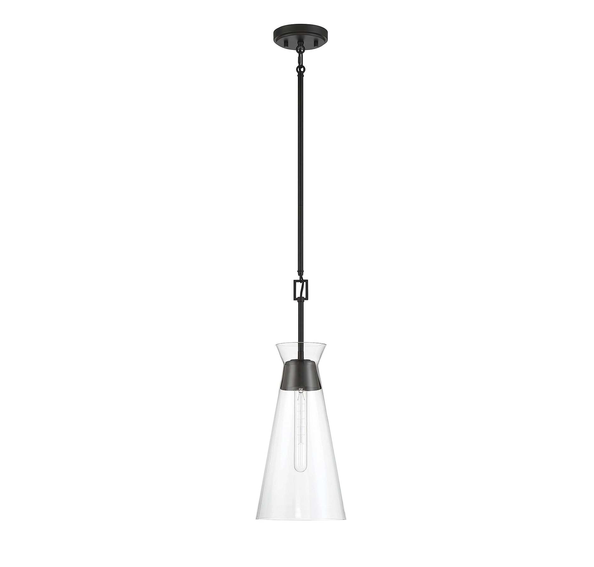 Matte Black Mid-Century Modern Glass Pendant Light