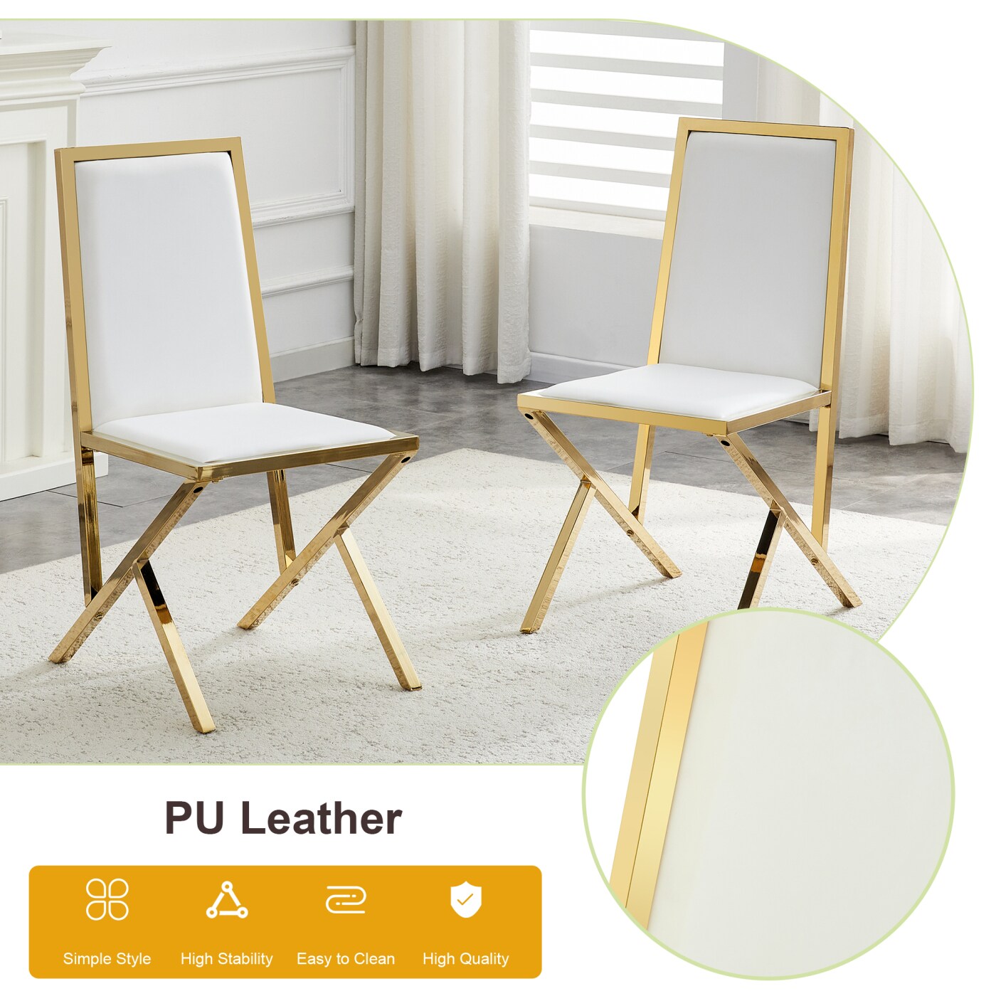 CHITA Set of 4 Modern Upholstered Dining Chairs with Ergonomic Support ...