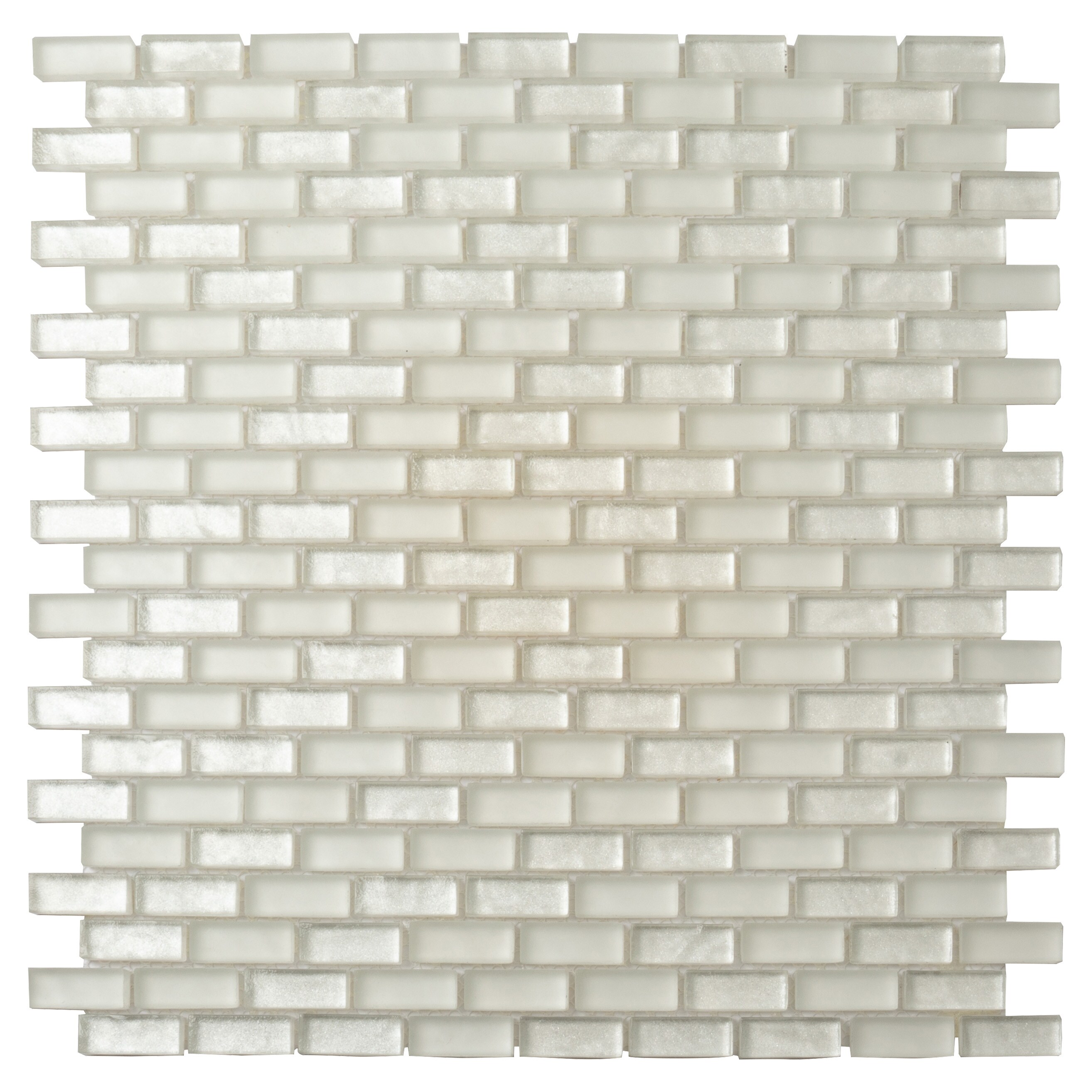 Apollo Tile (Sample) Winterland White 4-in x 4-in Multi-finish Glass Brick Mosaic Floor and Wall Tile