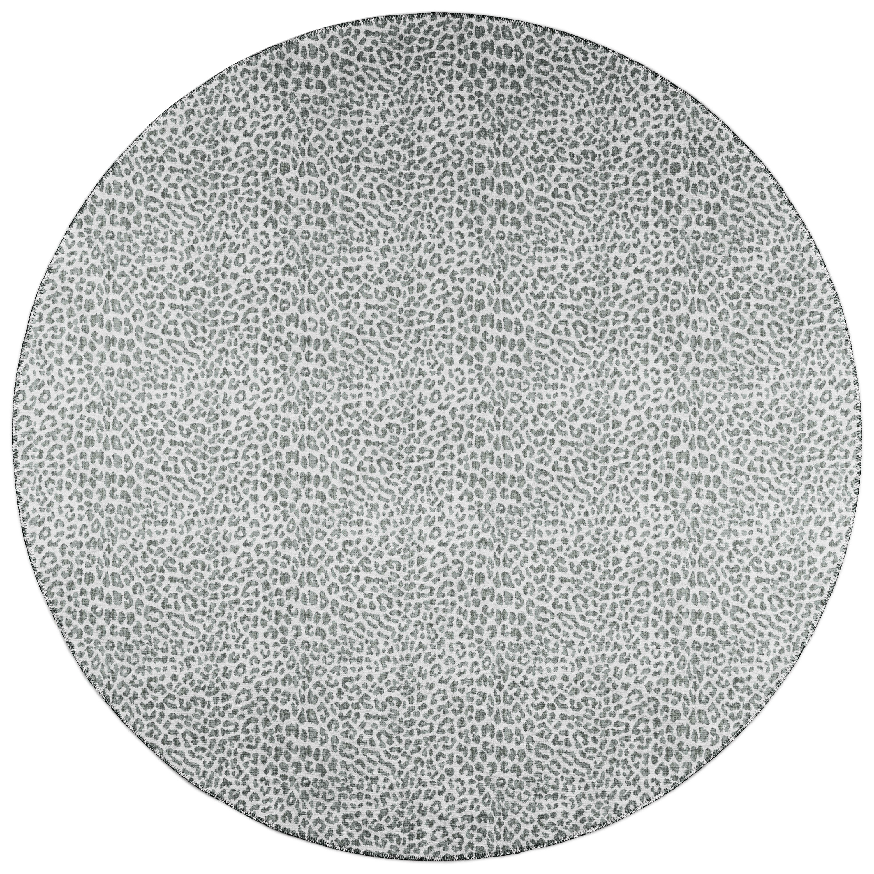 Addison Rugs ASF32GR8RO Safari 8 x 8 (ft) Chenille Grey Round Indoor/Outdoor Animal print Bohemian/Eclectic Area rug