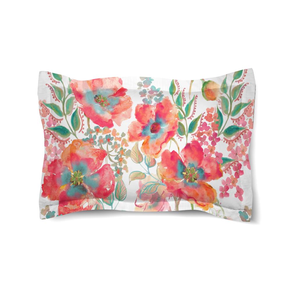 Laural Home Bohemian Poppies Multi-color/Cotton Standard Cotton Pillow ...