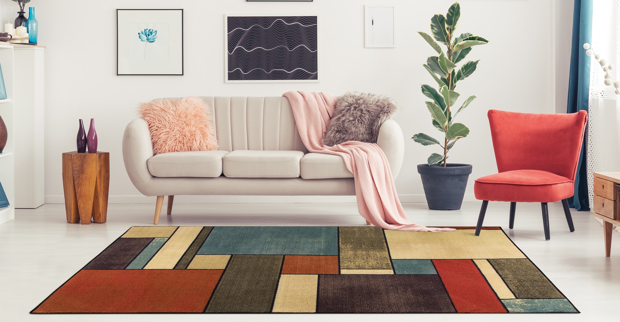 Ottomanson ATS9489-5X7 Athens 5 x 7 (ft) Loomed Polyester Multicolor Rectangular Indoor Geometric Area rug