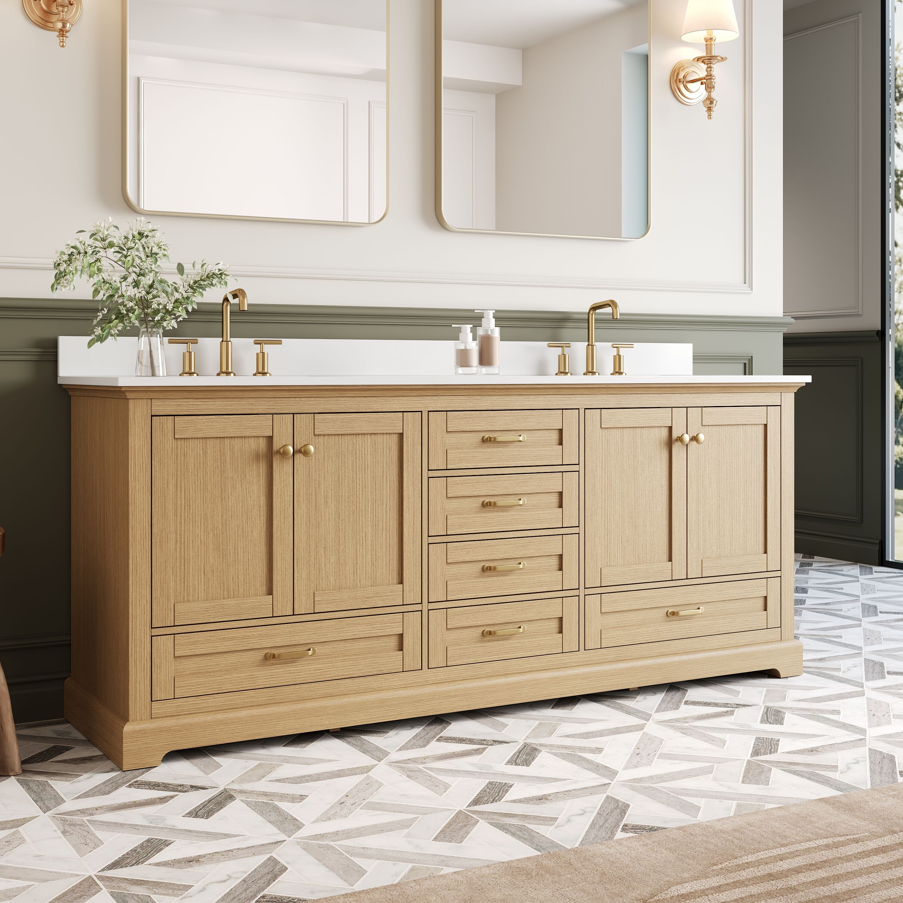 WELLFOR LVD80CM-OAK Bath-Vanity-Combo - View #3