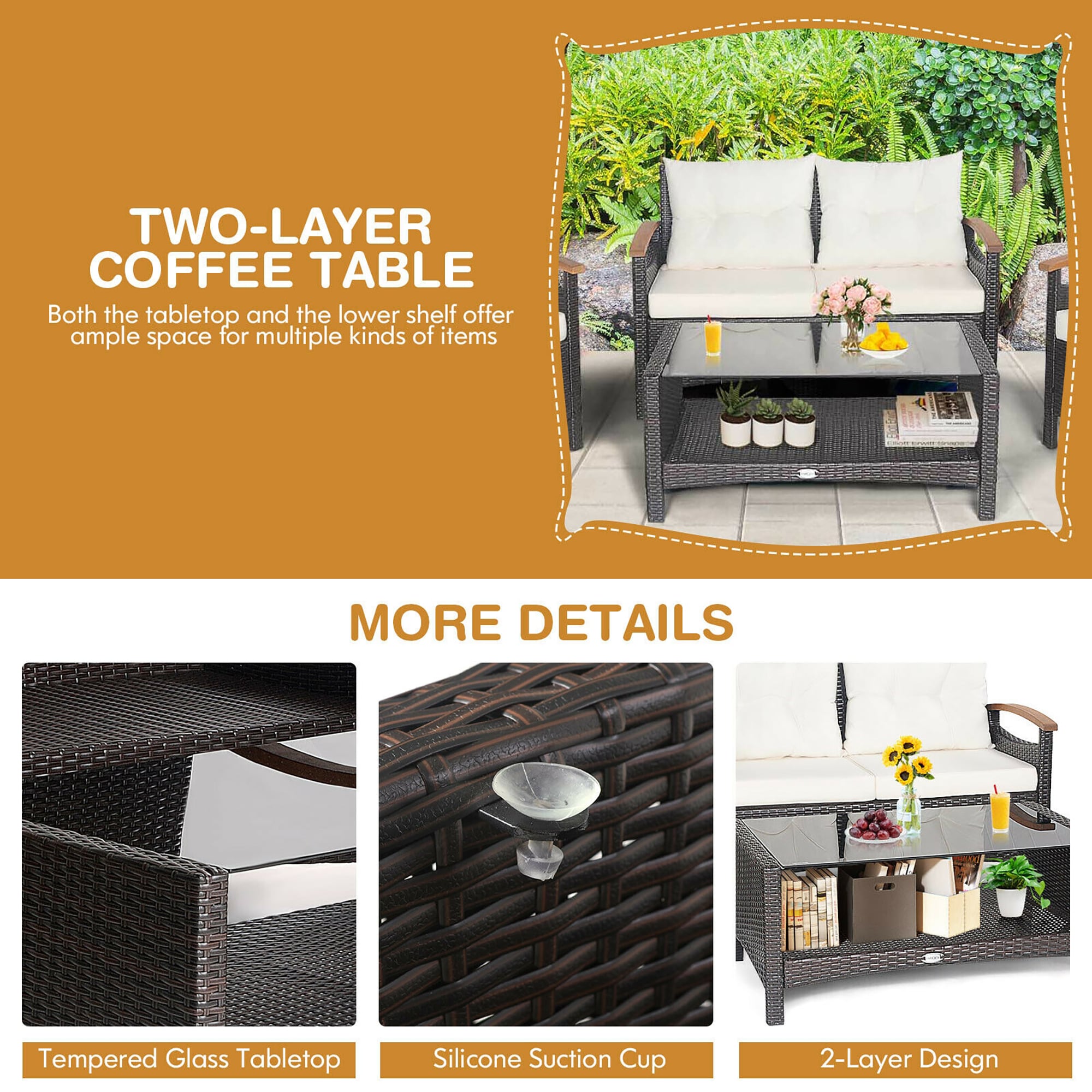 Forclover HYFL-69WH Patio-Conversation-Sets - View #5
