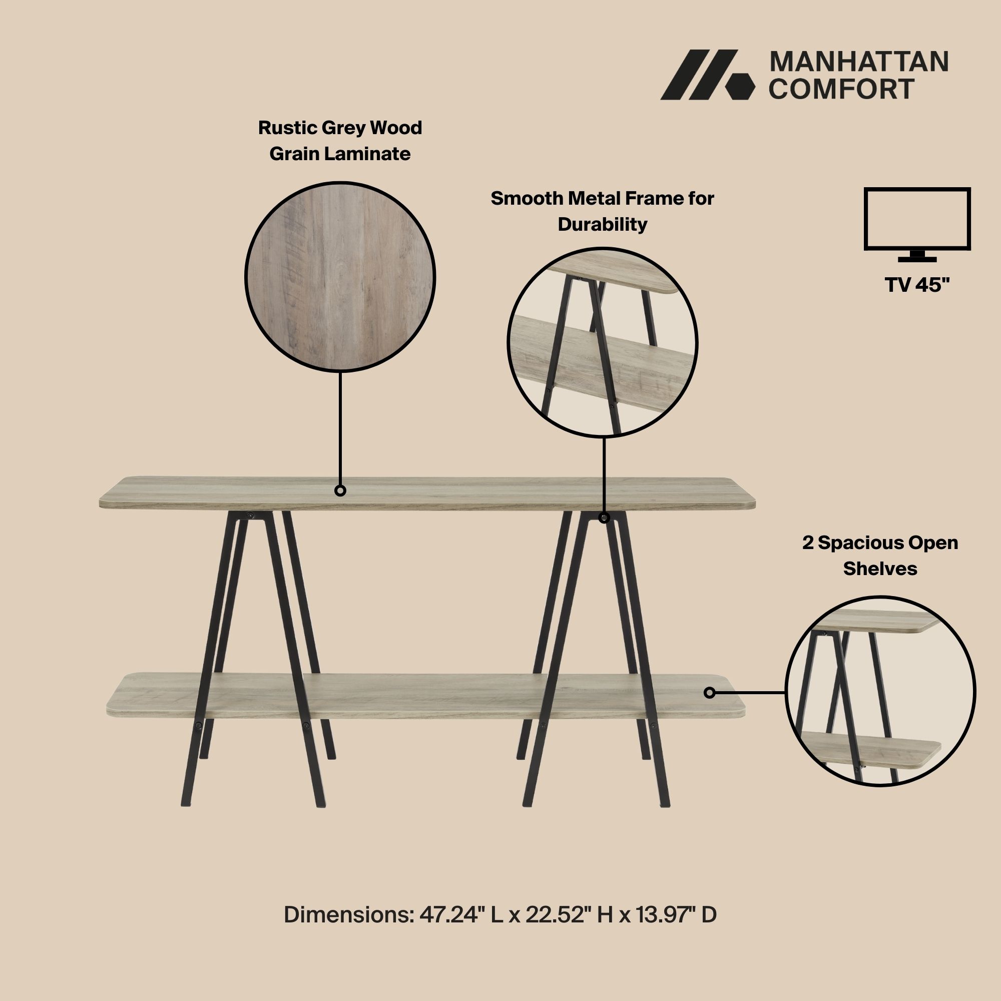 Manhattan Comfort 25547-GY Console-Sofa-Tables - View #4