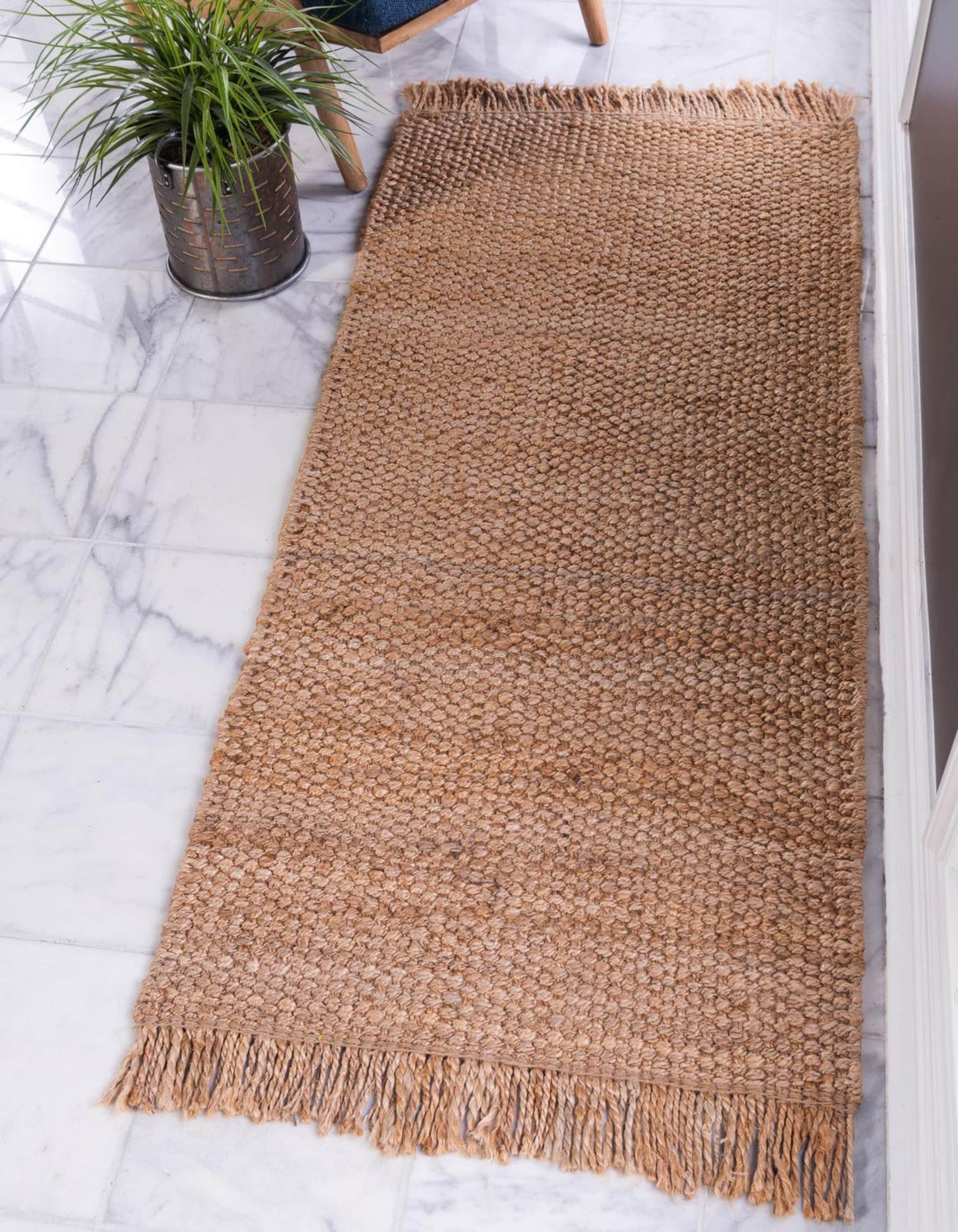 Unique Loom 3138972 Chunky Jute 3 x 6 (ft) Braided Jute Natural Rectangular Indoor Solid Runner rug