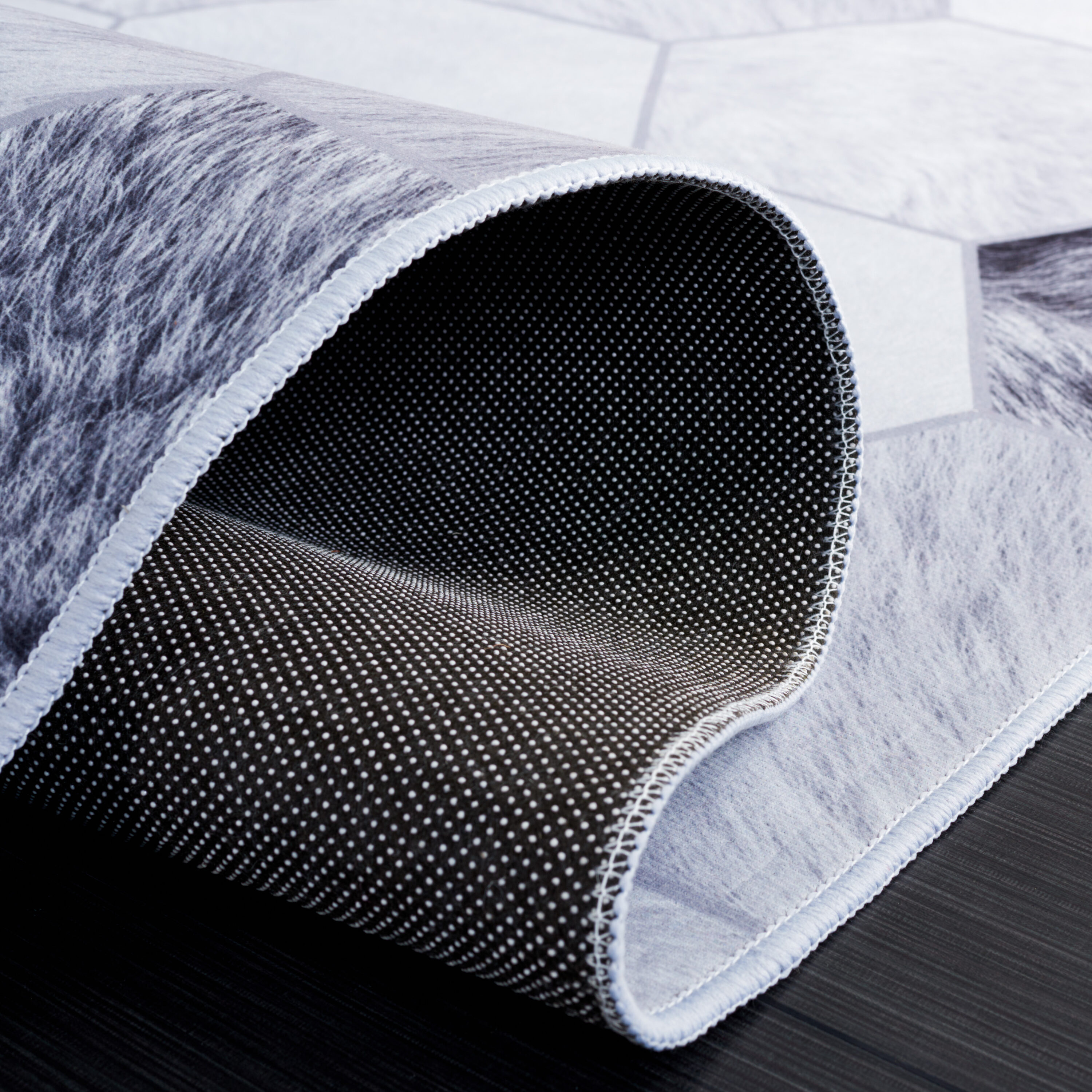 Gray 9' x 12' Rectangular Synthetic Fur Washable Rug