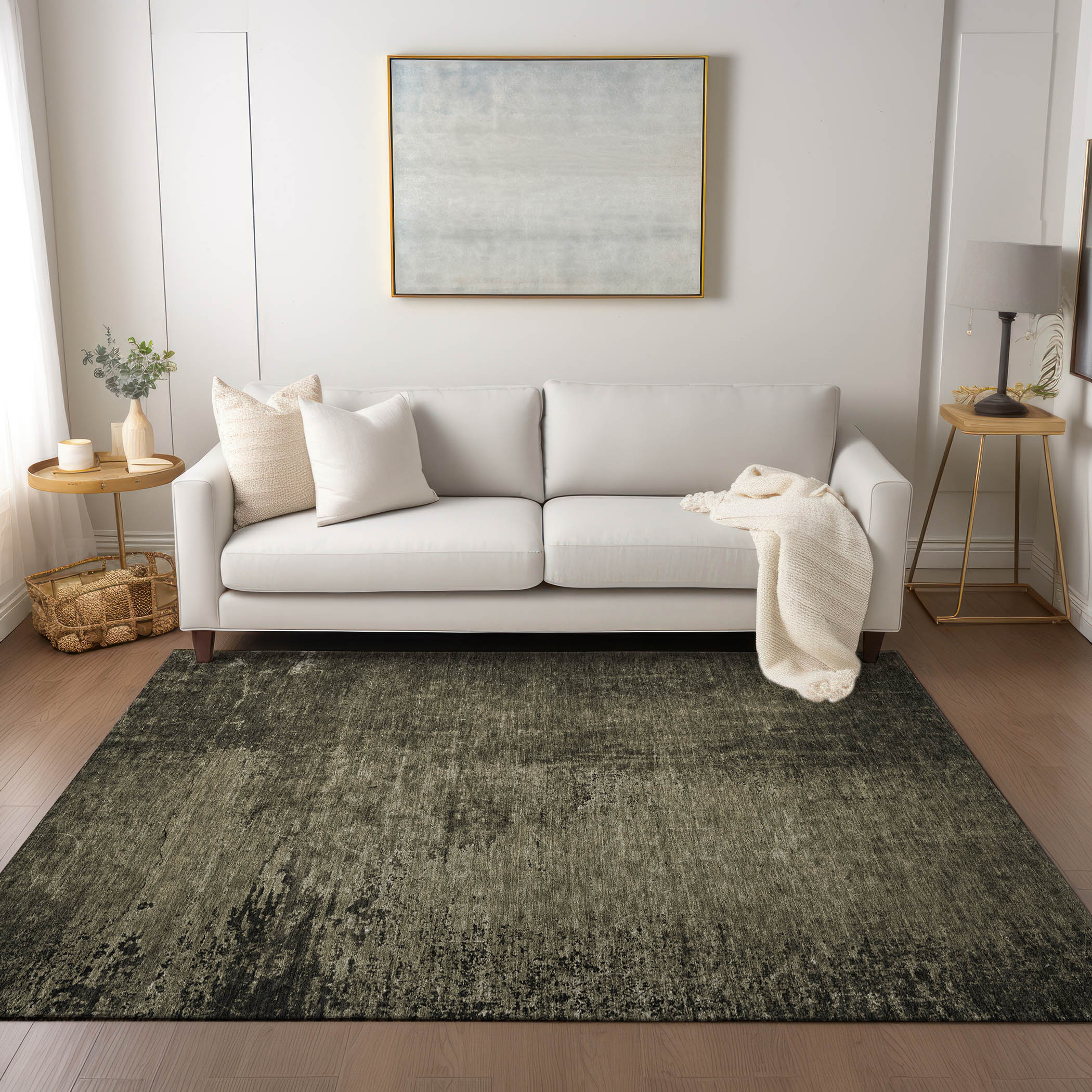 Addison Rugs ACN554GY3X5 Chantille ACN554GY 3 x 5 (ft) Polyester Gray Rectangular Indoor/Outdoor Abstract Machine washable Area rug