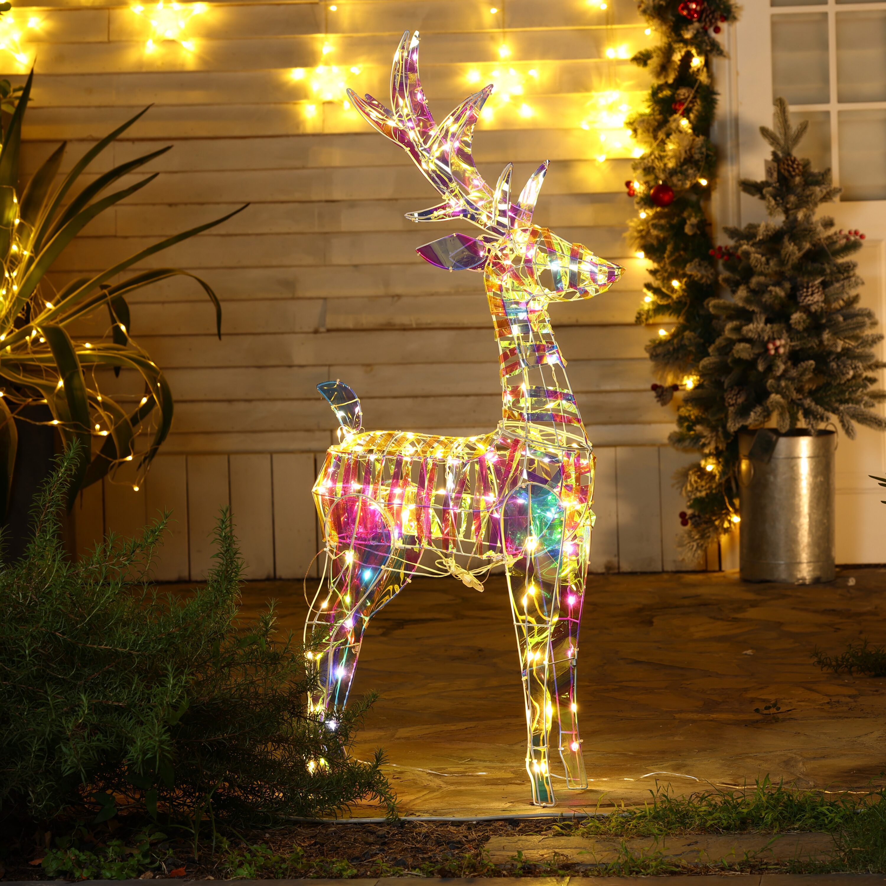 LuxenHome 55.12-in Reindeer Yard Decoration with White LED Lights